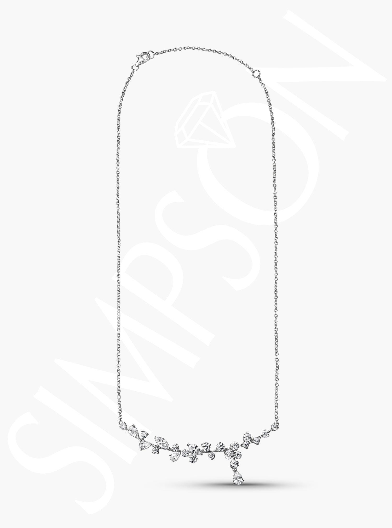 Diamond Floral Bar Necklace