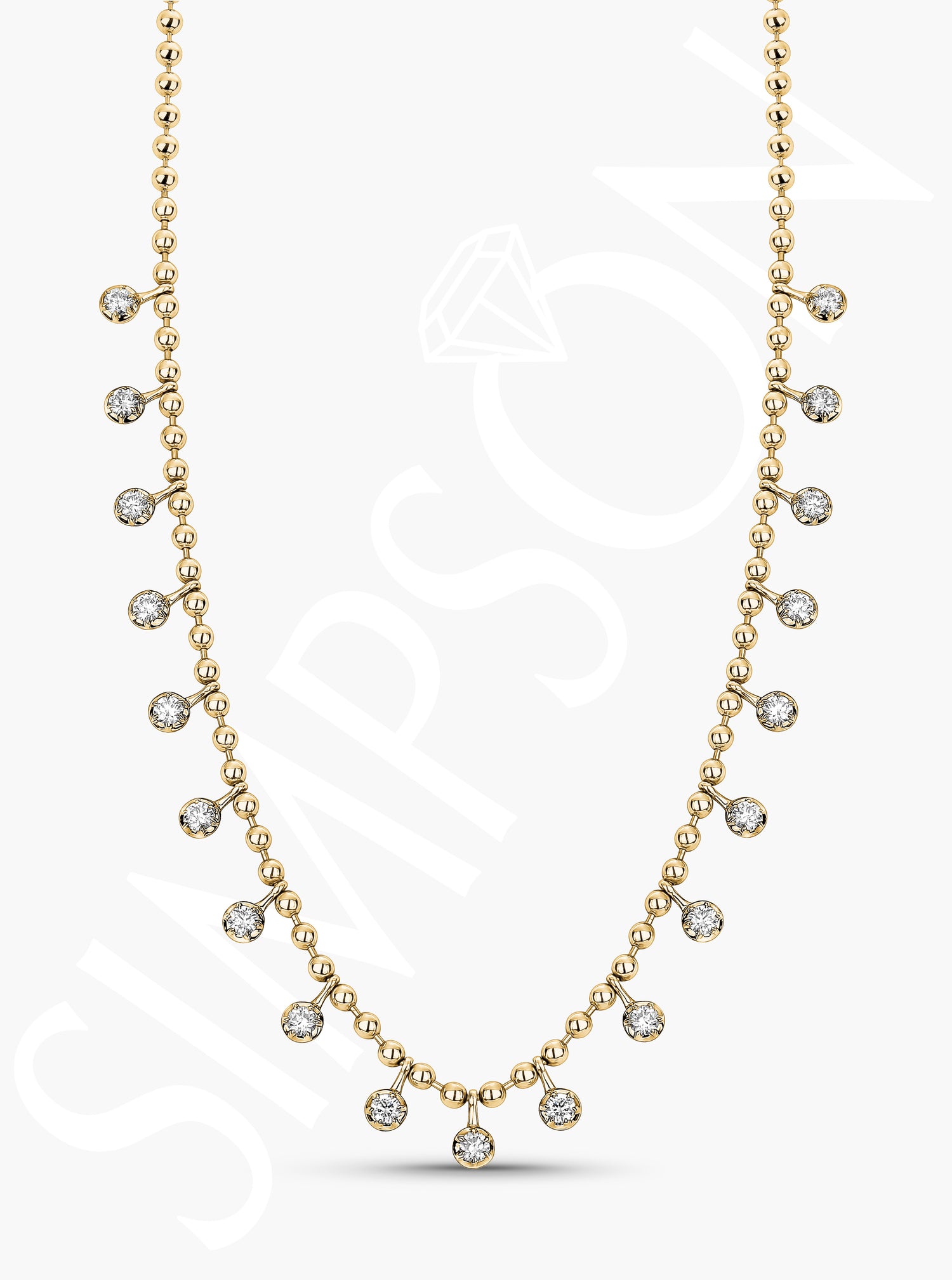 Yellow Gold Diamond Station Necklace