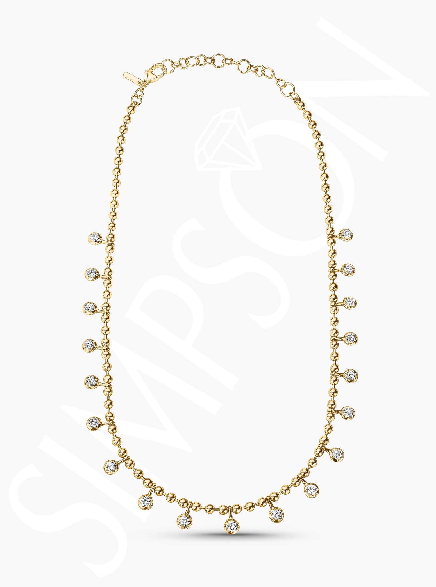 Yellow Gold Diamond Station Necklace