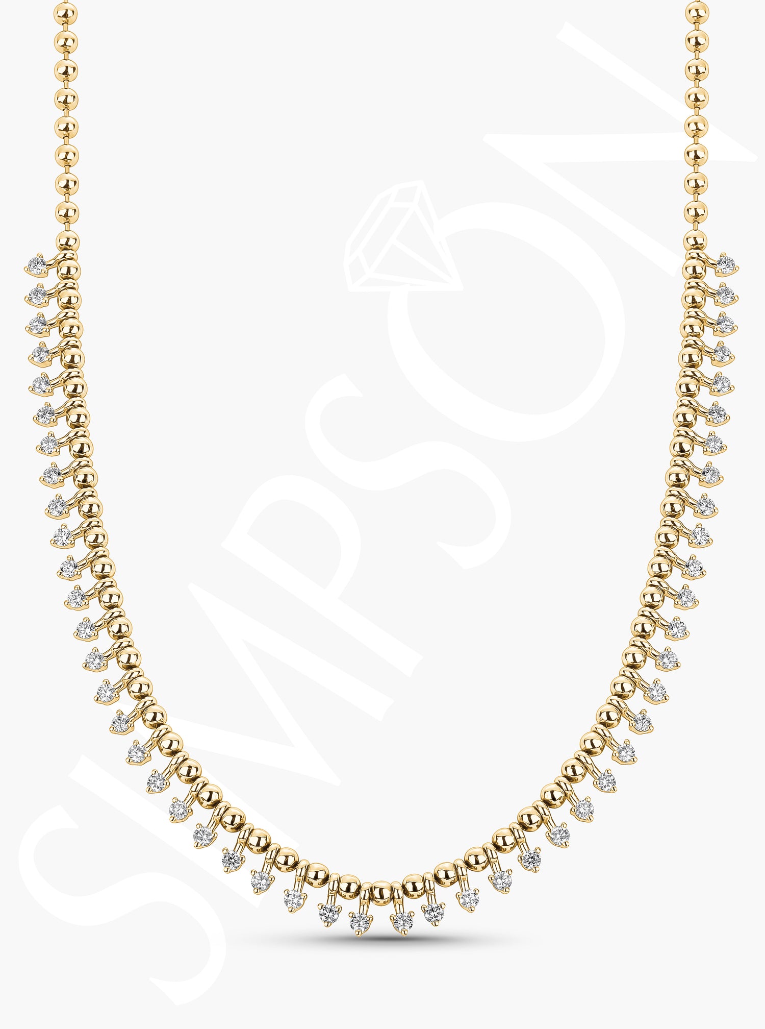 Yellow Gold Diamond Drop Necklace
