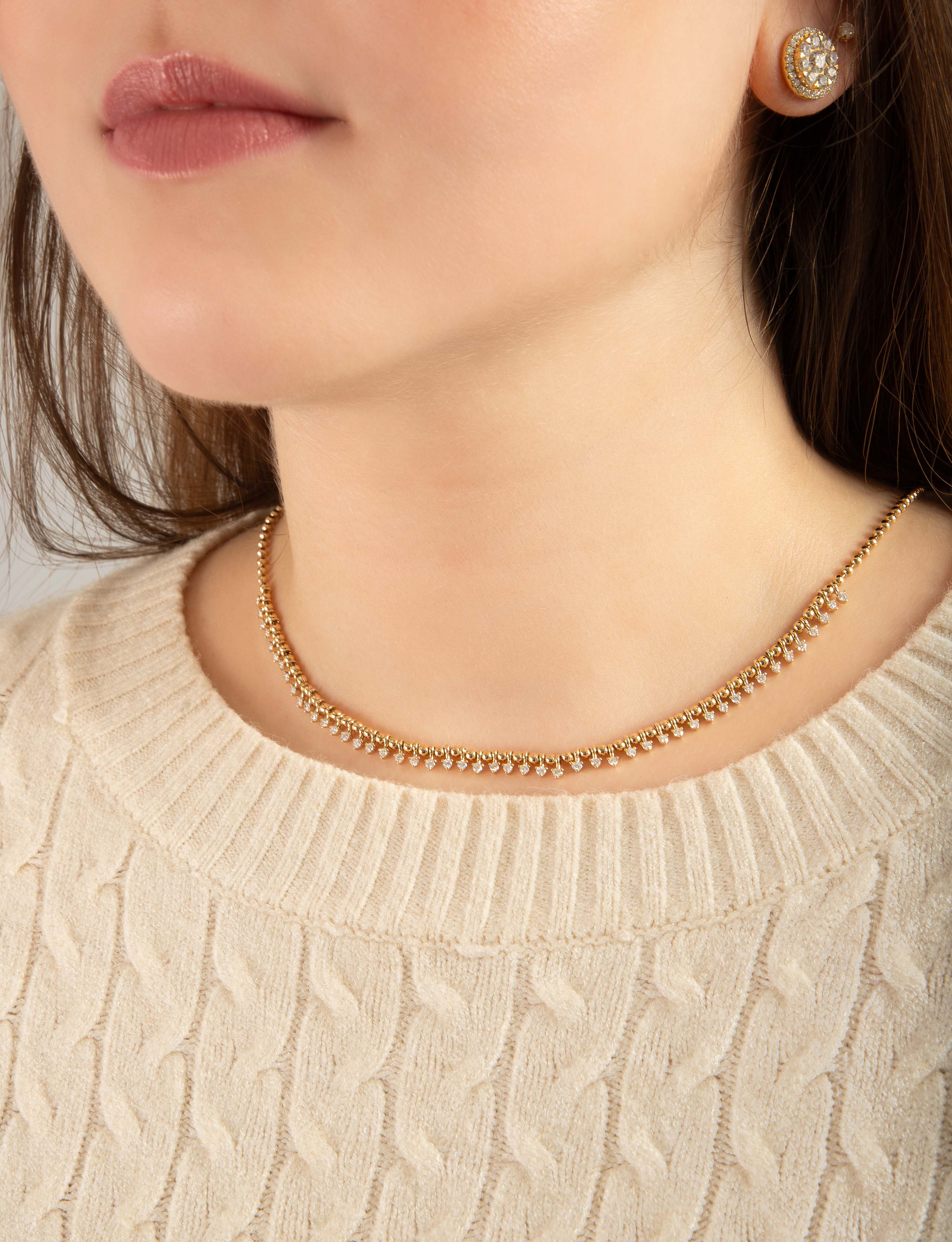 Yellow Gold Diamond Drop Necklace