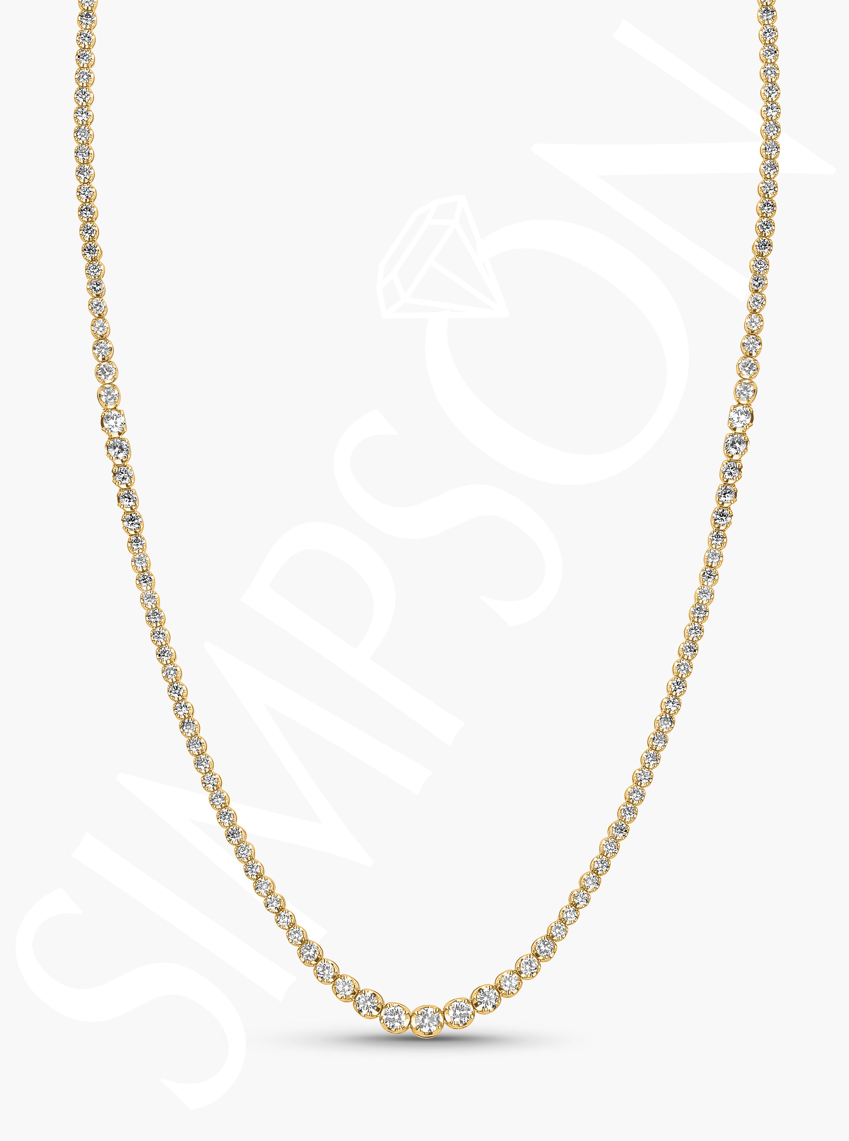 Graduated Long Diamond Tennis Necklace