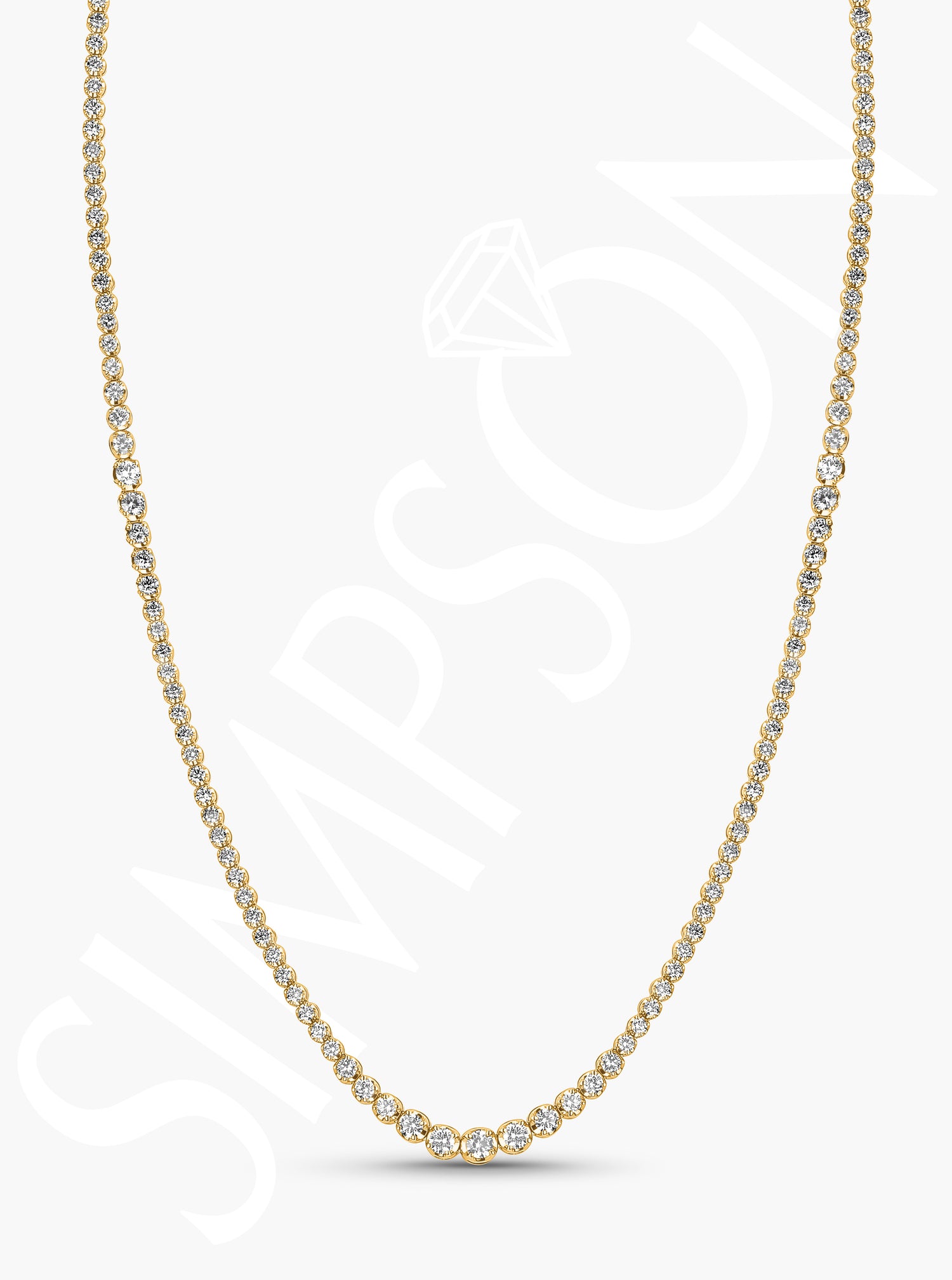 Graduated Long Diamond Tennis Necklace