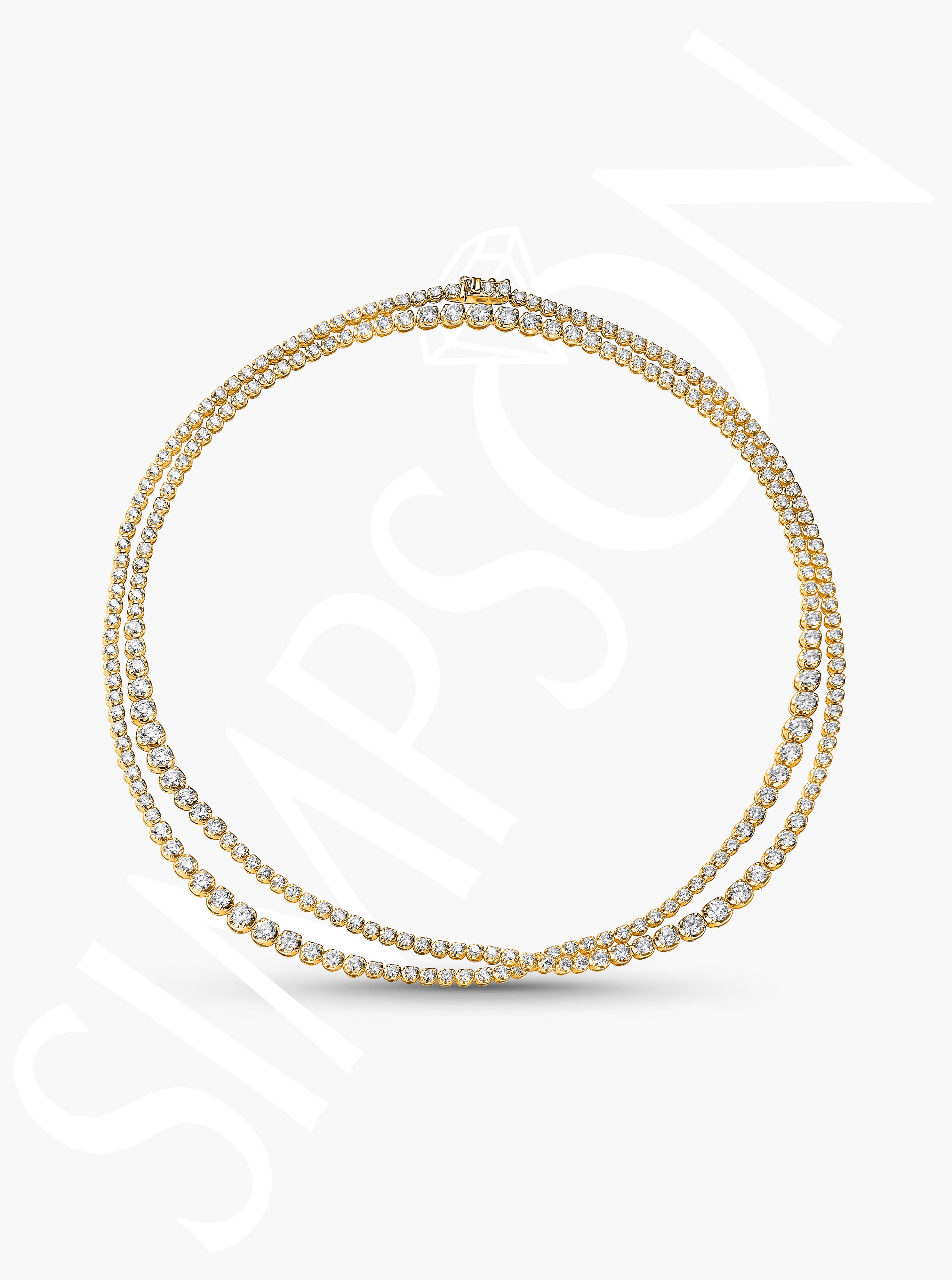 Graduated Long Diamond Tennis Necklace