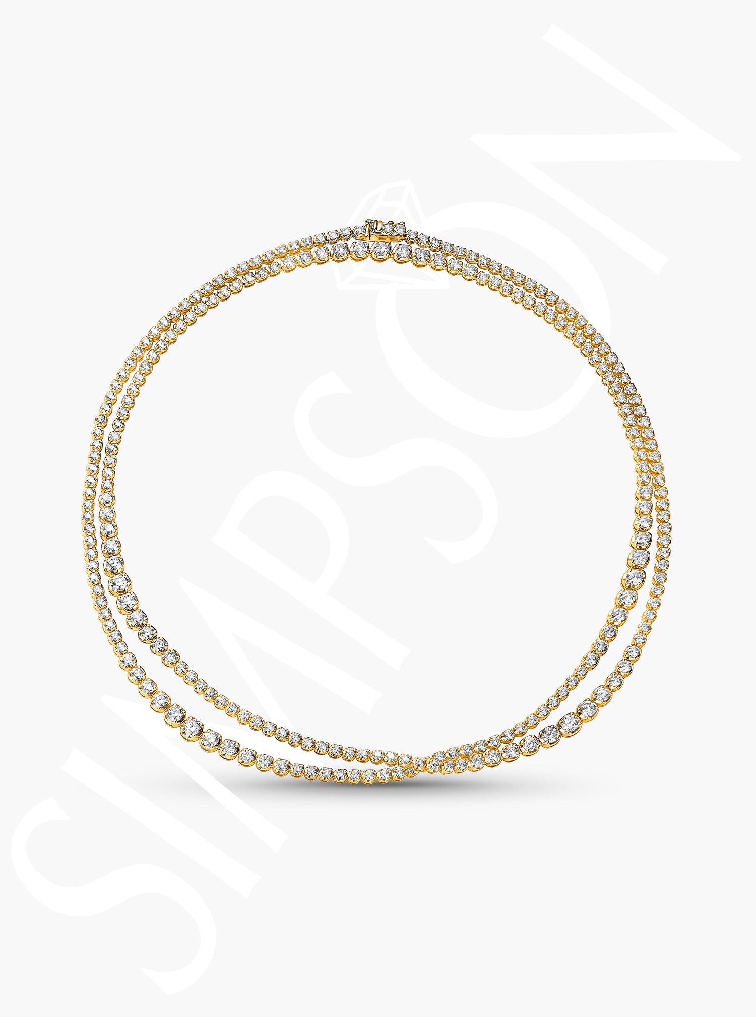 Graduated Long Diamond Tennis Necklace