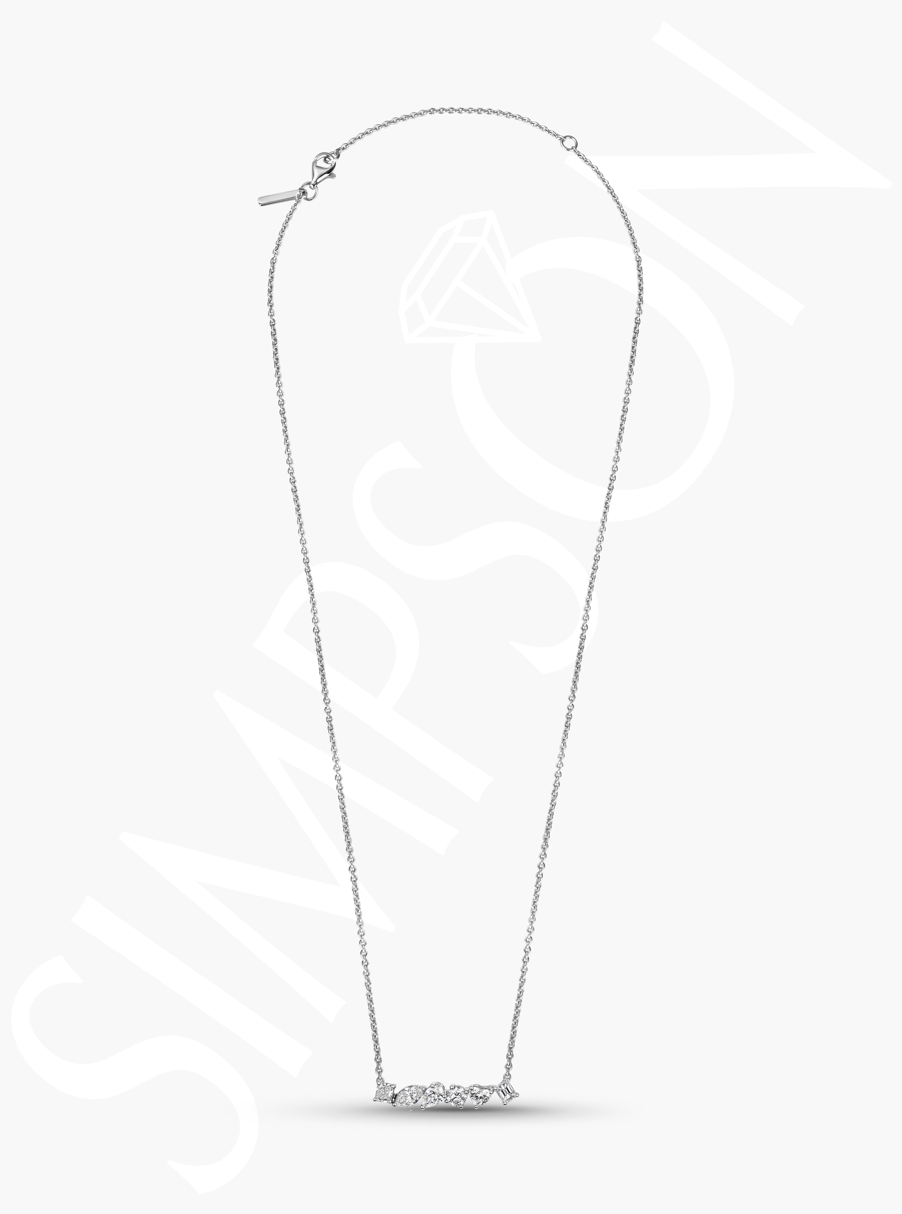 Mixed Shape Diamond Bar Necklace