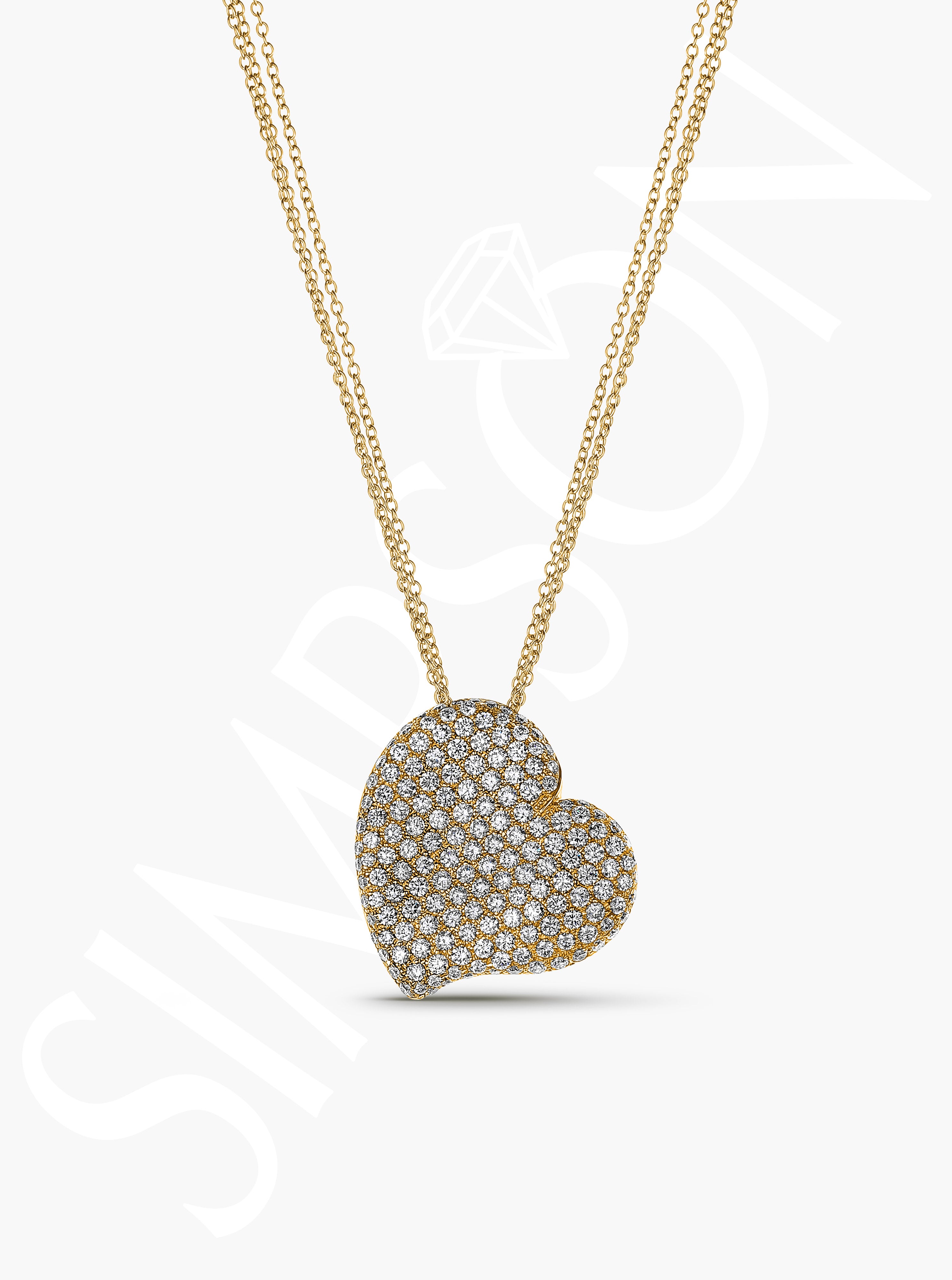 Golden Pave Heart Necklace