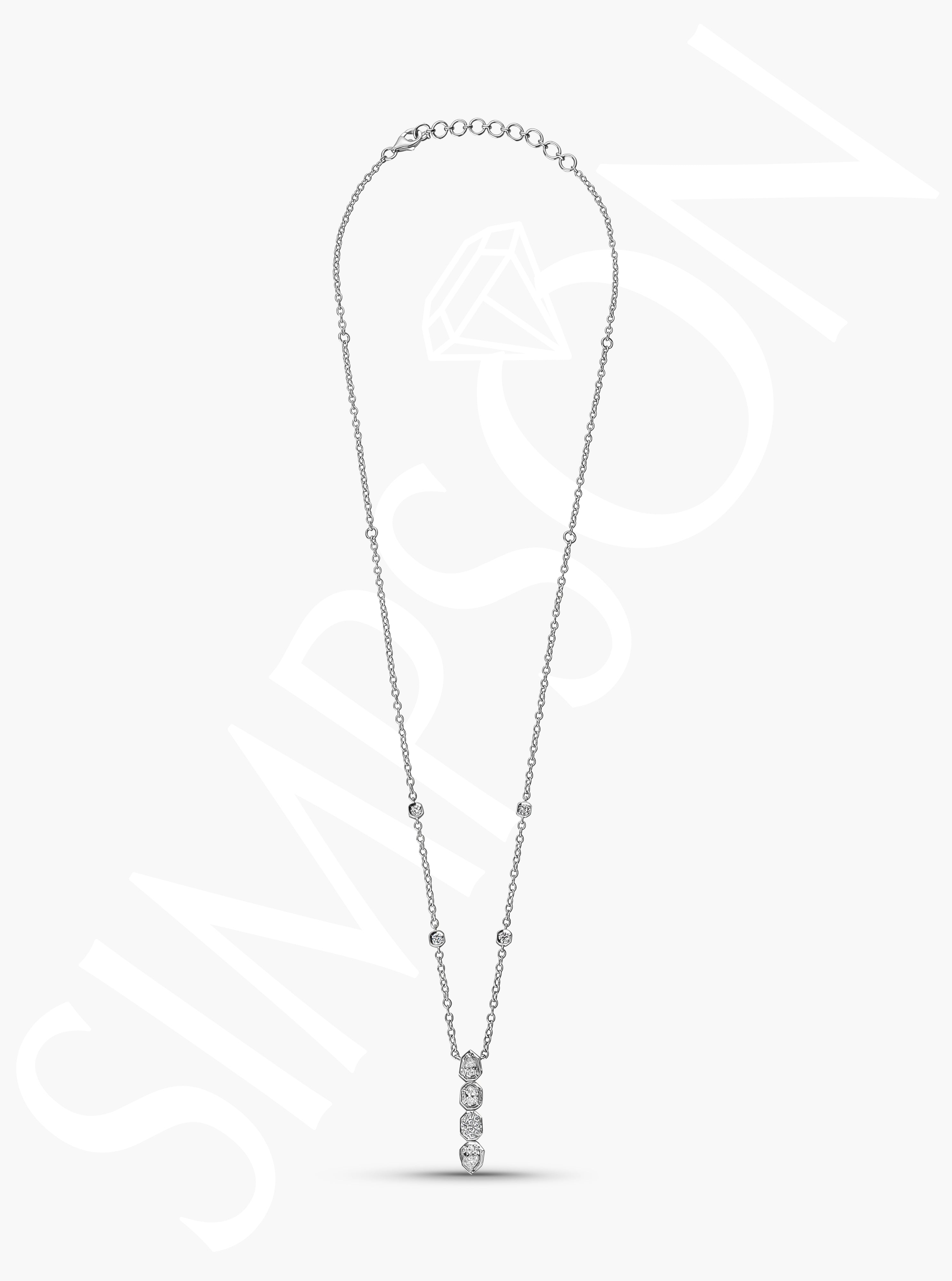 Diamond Drop Necklace with Geometric Accents