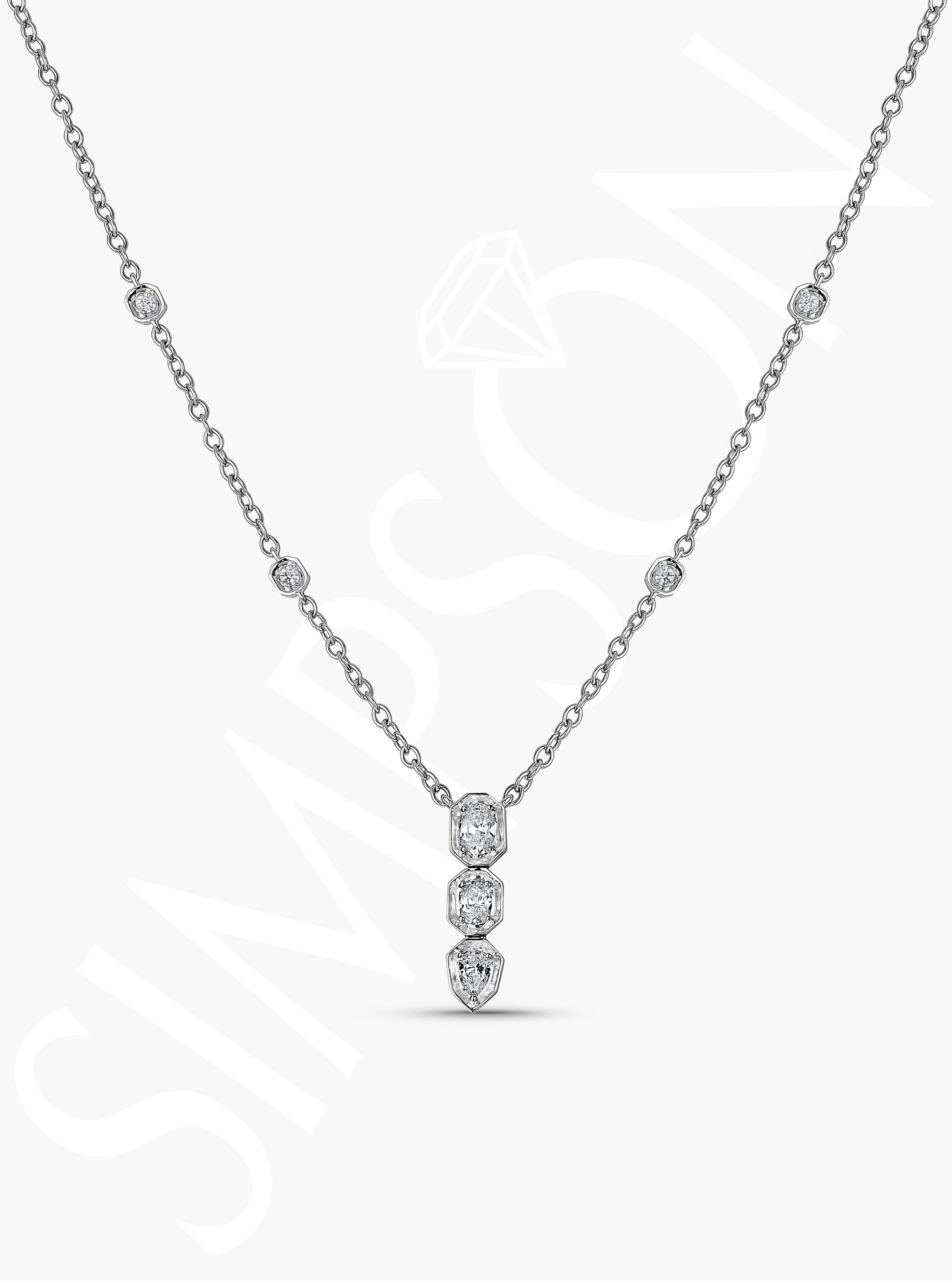 Diamond Necklace with Geometric Accents 