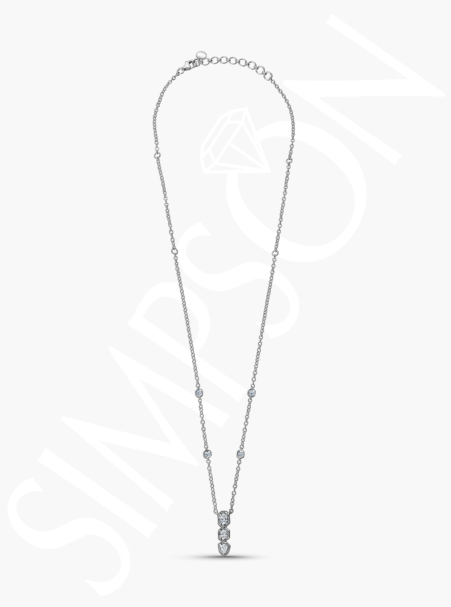 Diamond Necklace with Geometric Accents 