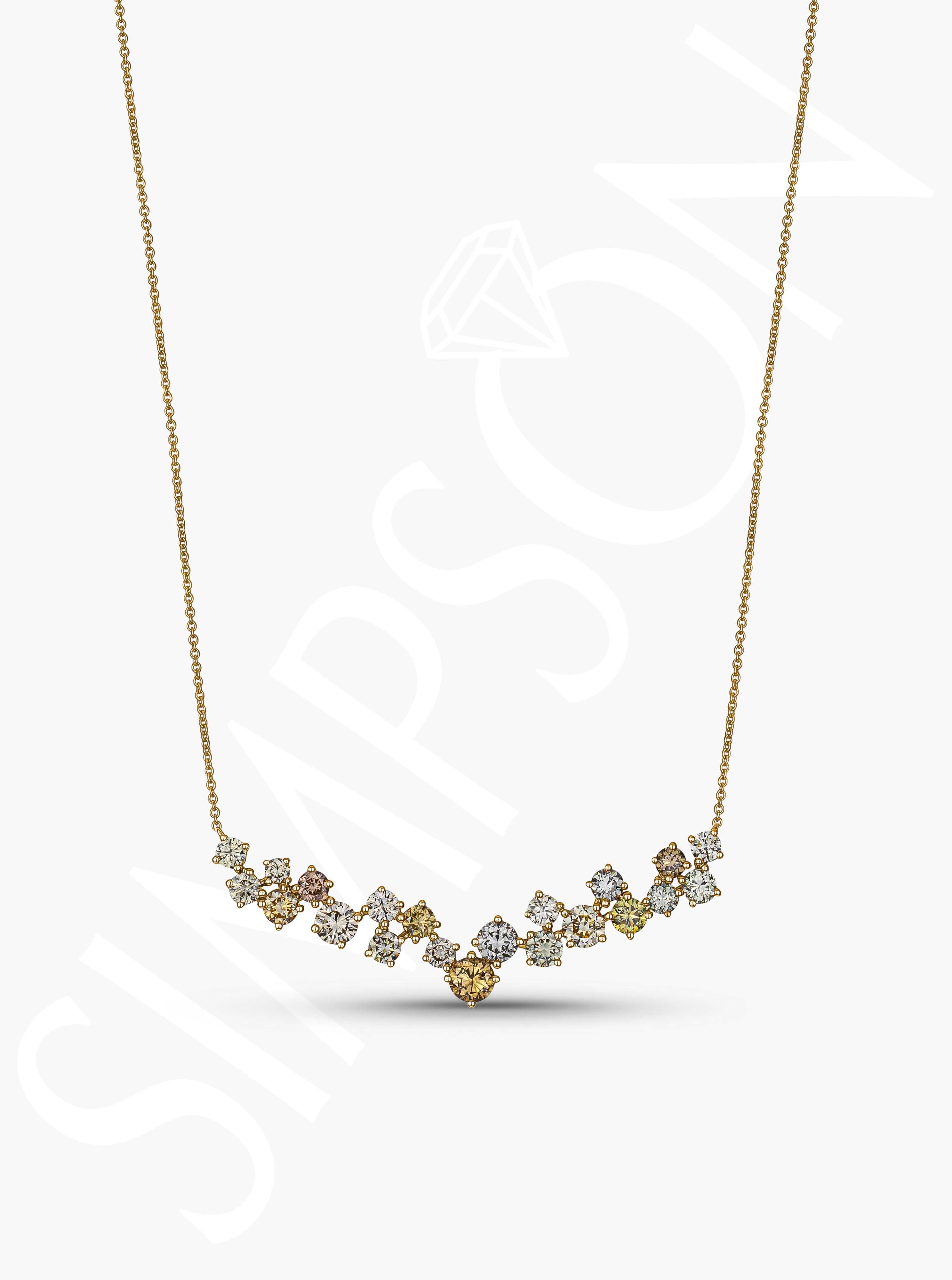 Clustered Diamond Garland Necklace