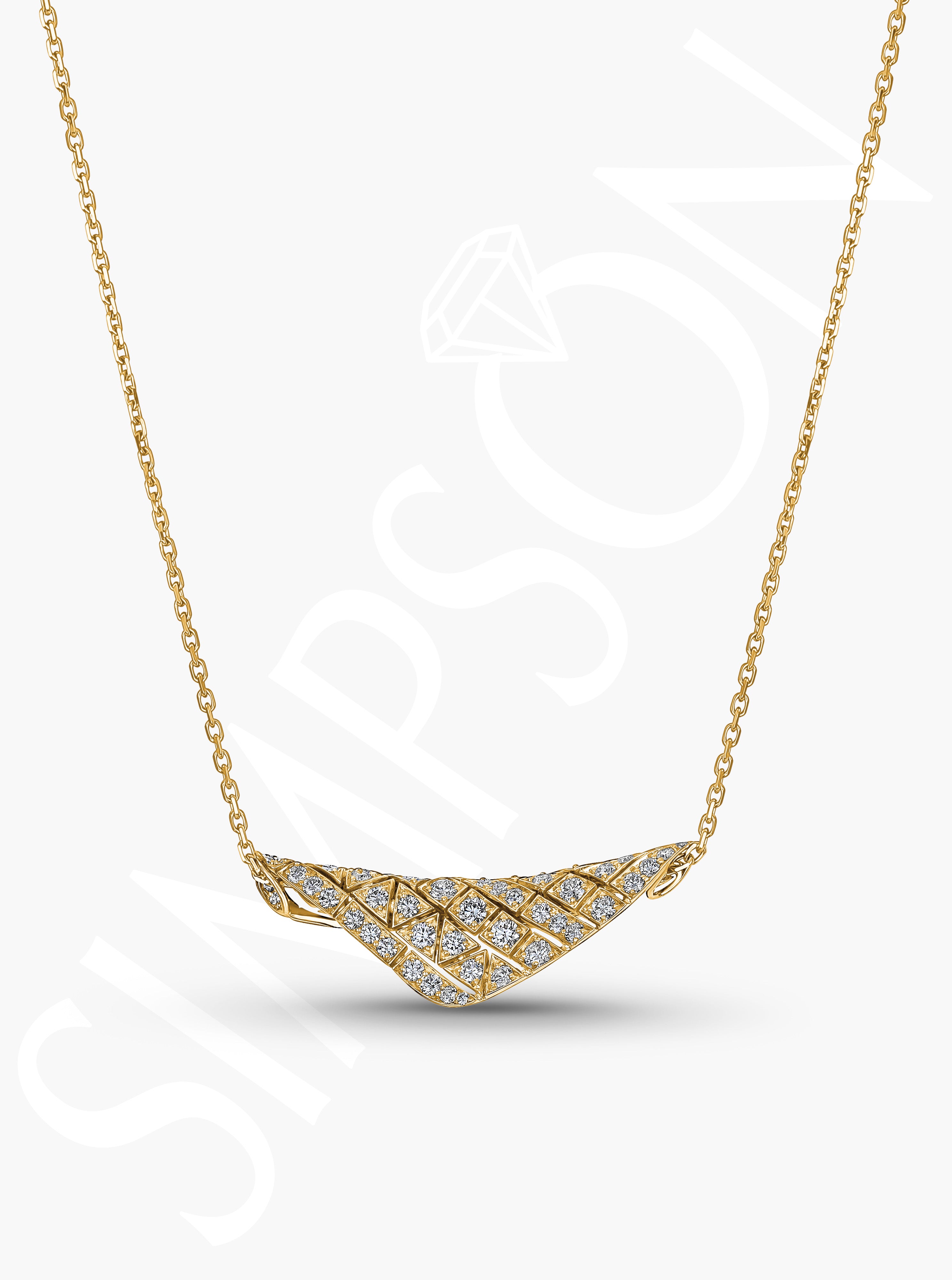 Yellow Gold Diamond Wave Necklace