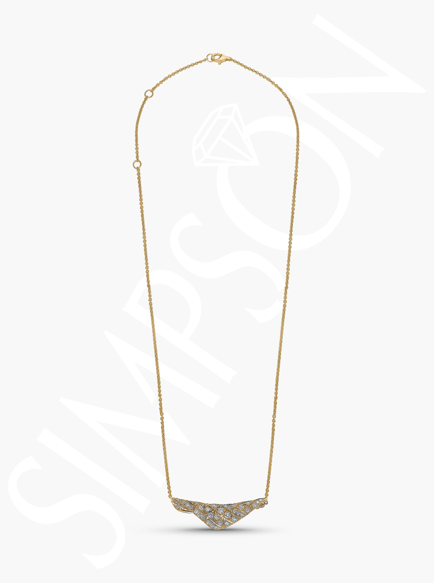 Yellow Gold Diamond Wave Necklace