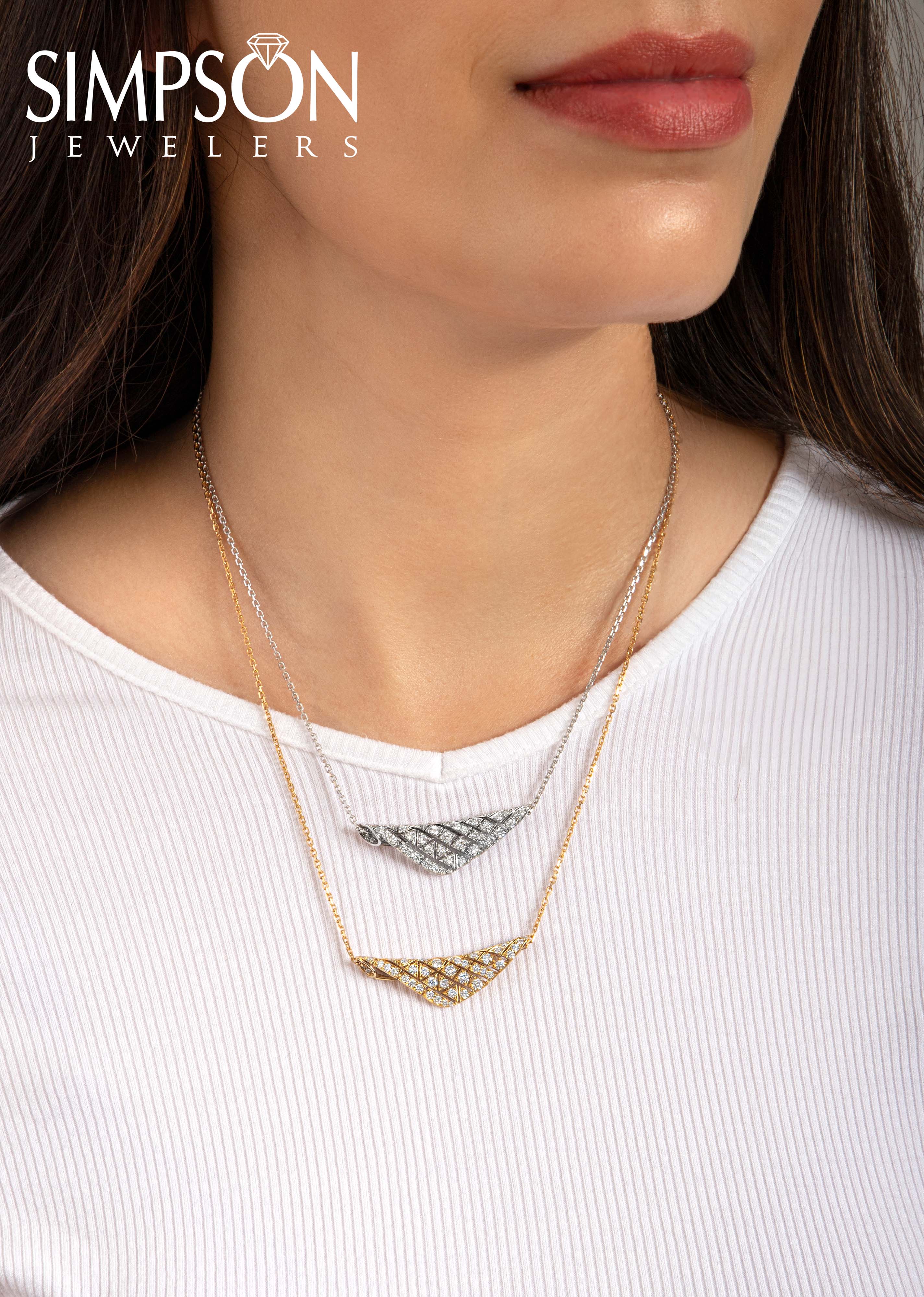 Yellow Gold Diamond Wave Necklace