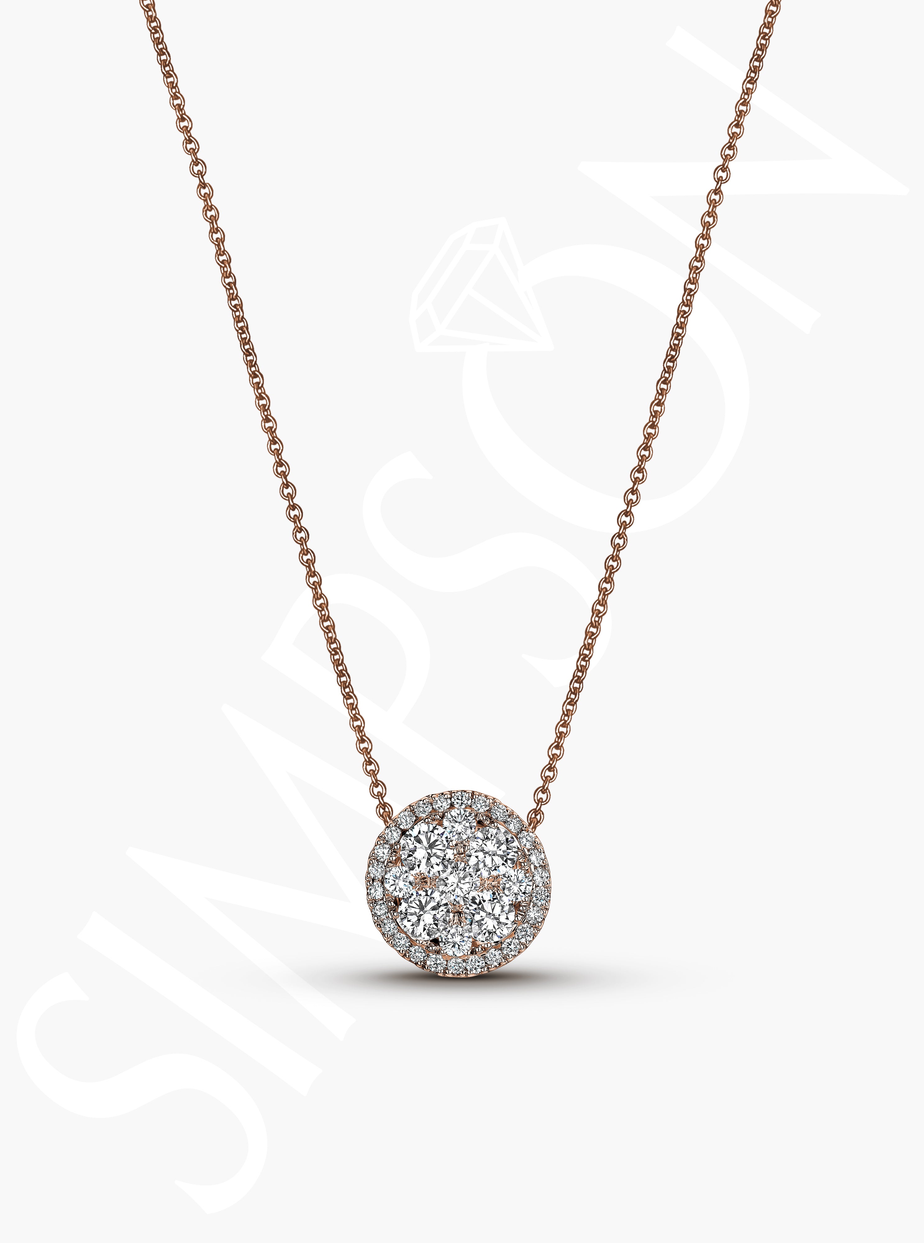 Rose Gold Diamond Cluster Necklace