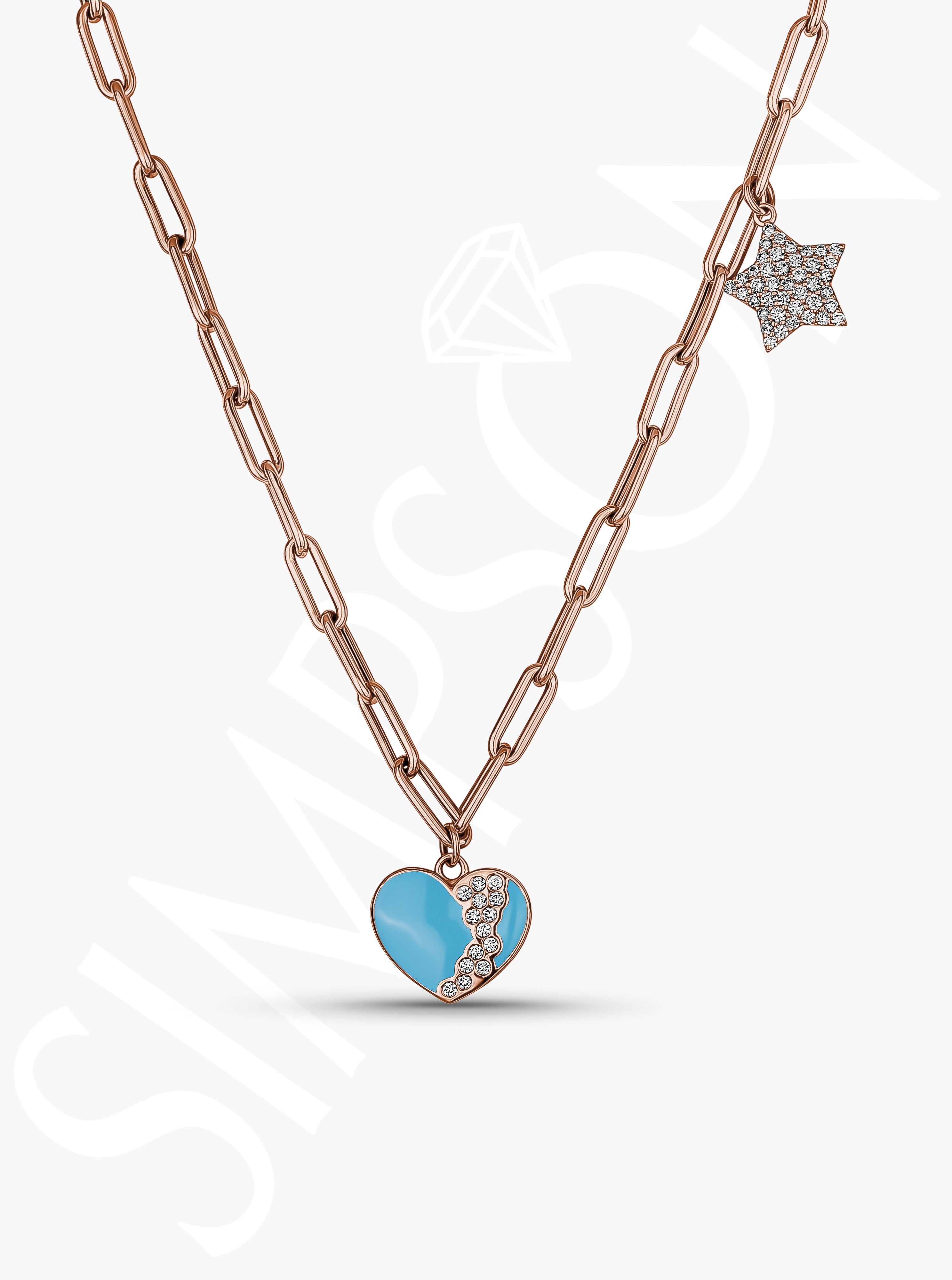 Blue Heart Chain Necklace