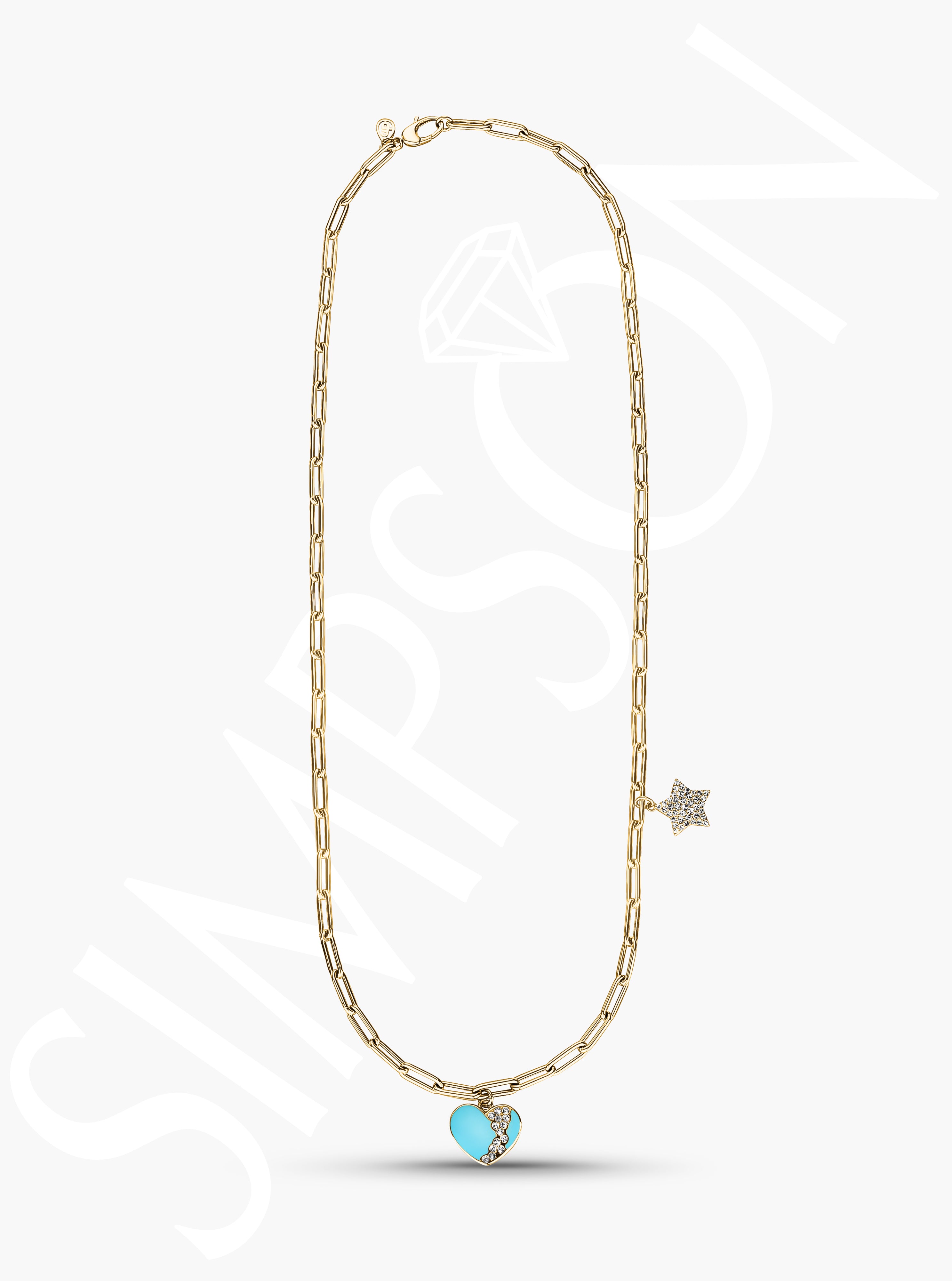 Blue Heart Chain Necklace