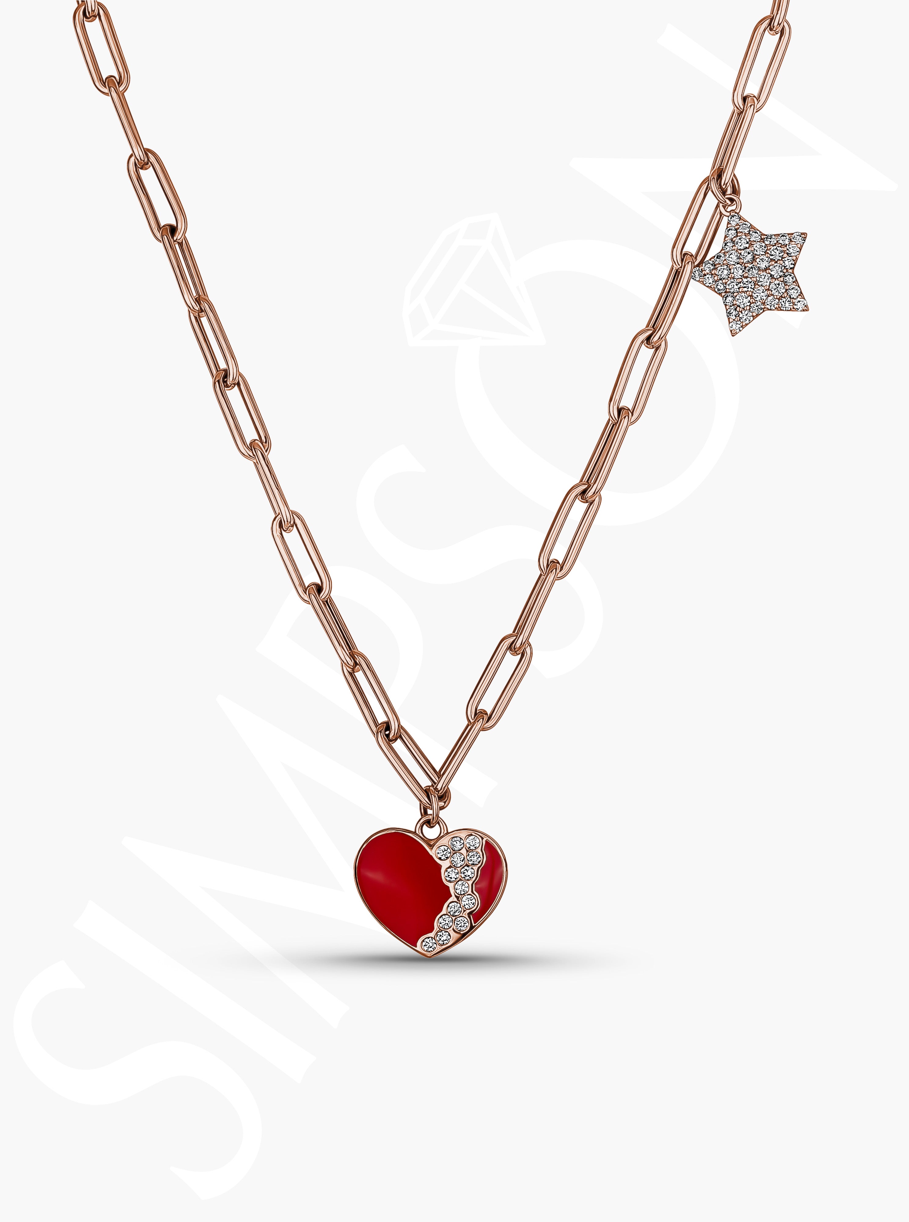 Red Heart Chain Necklace