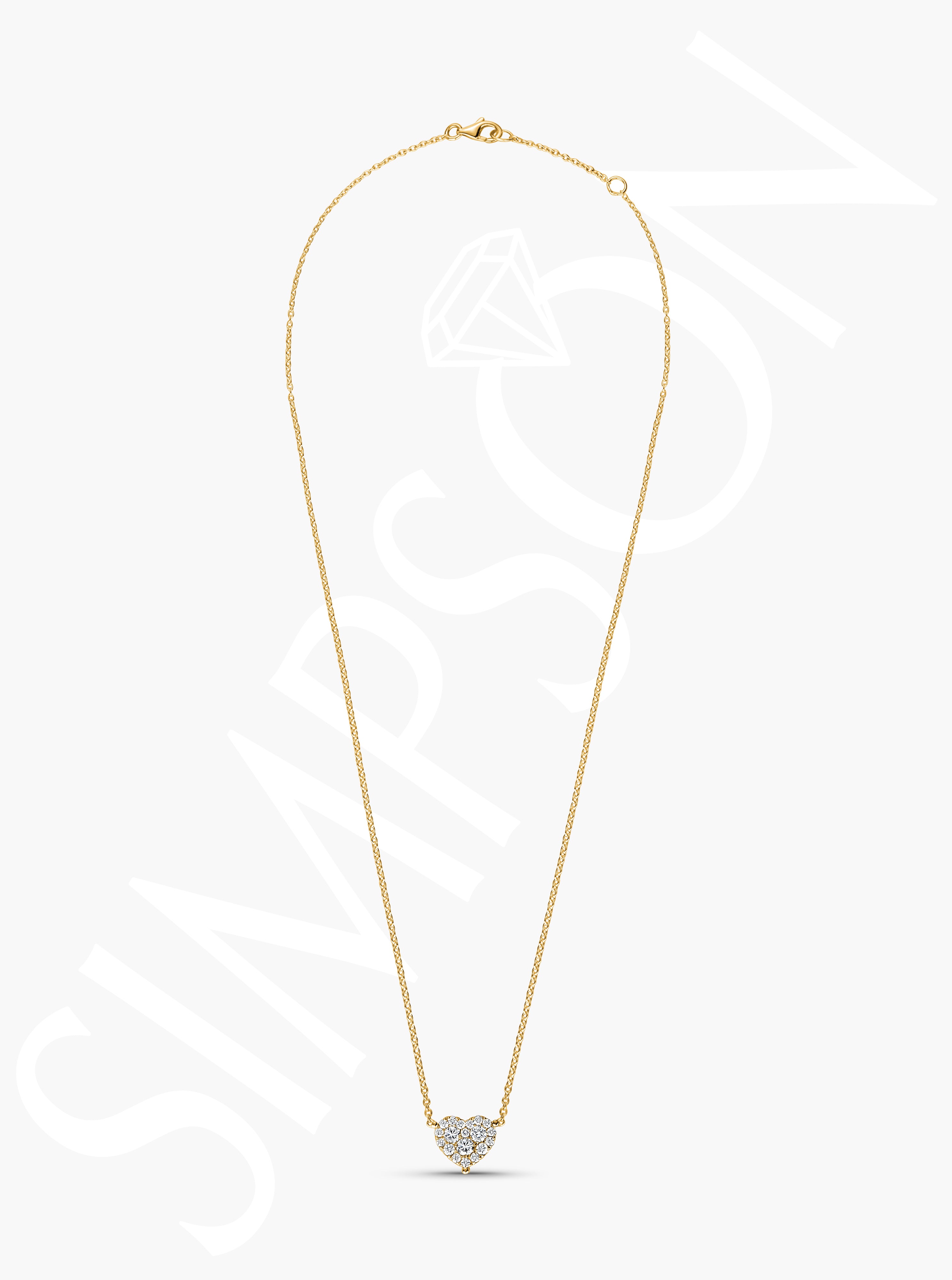 Yellow Gold Heart Solitaire Necklace