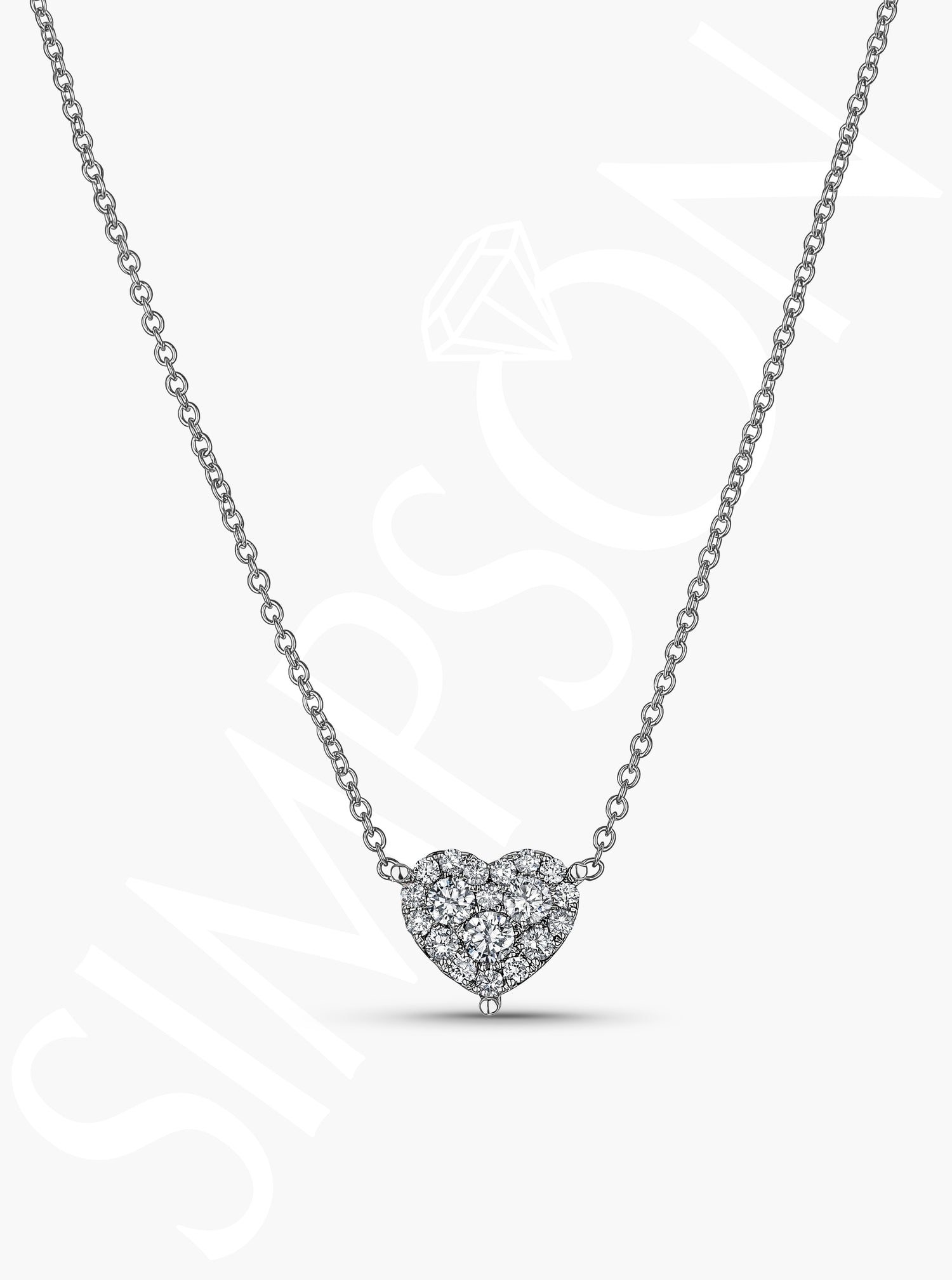 White Gold Heart Solitaire Necklace