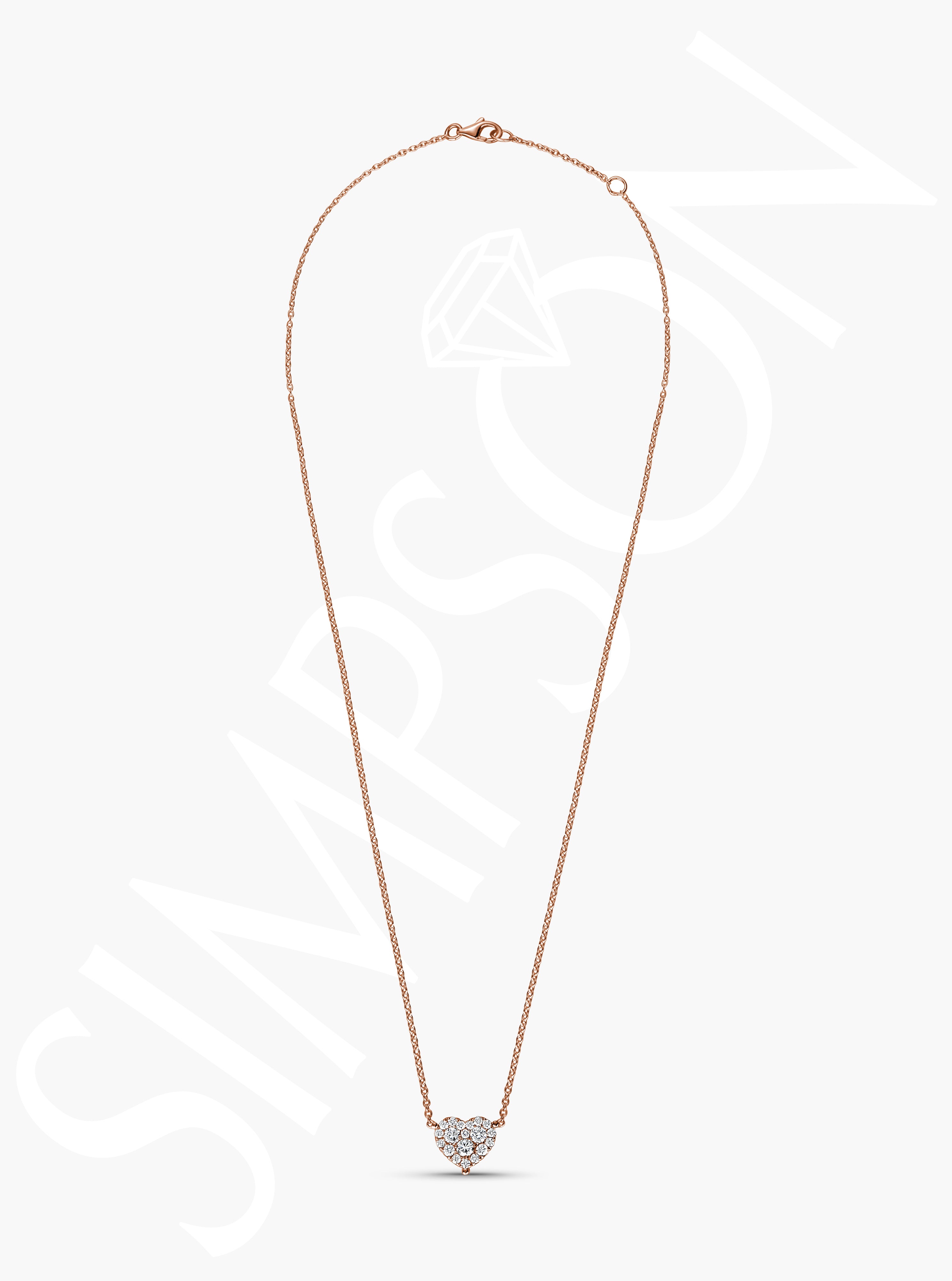 Rose Gold Heart Solitaire Necklace 