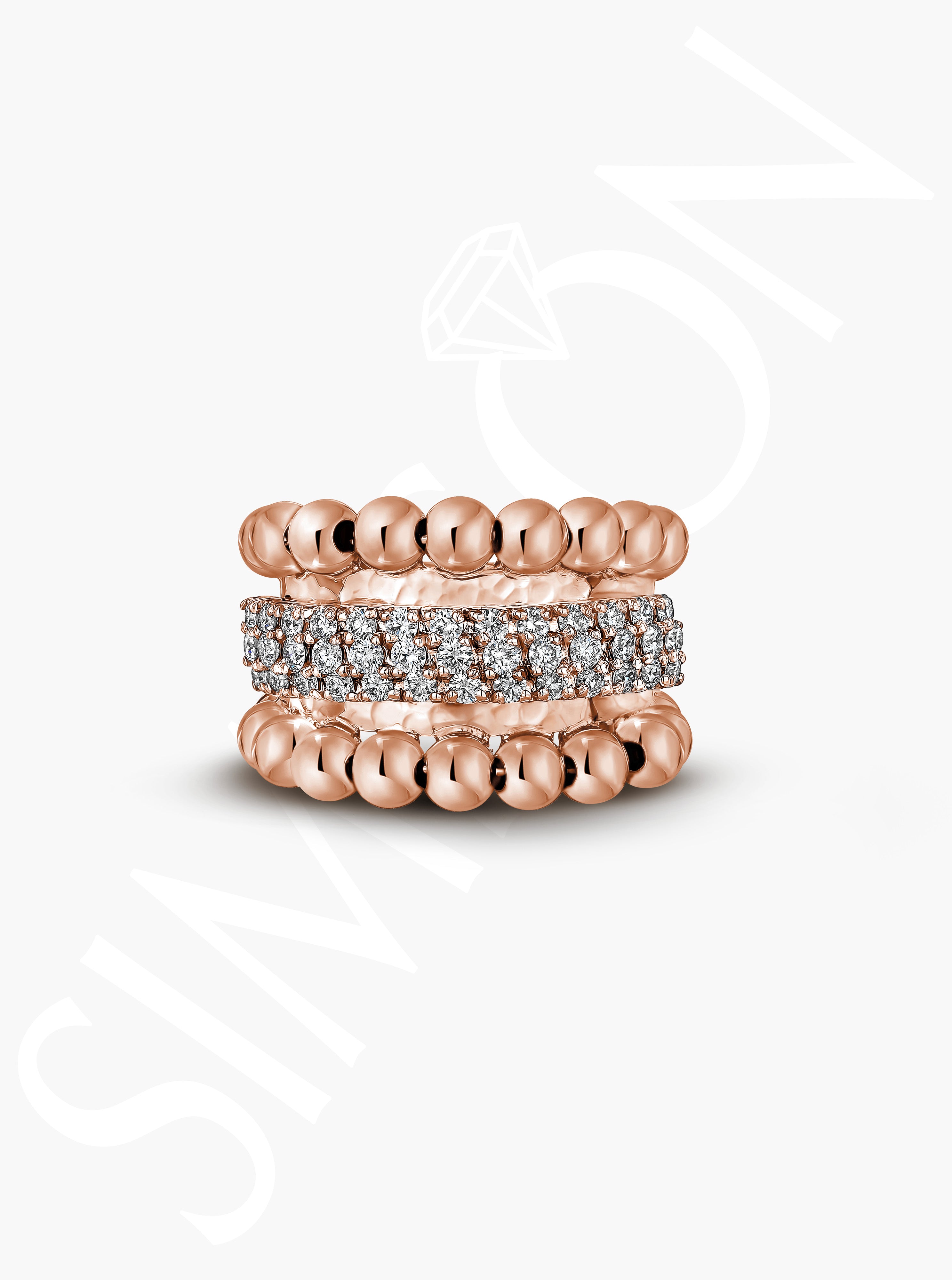 Rose Gold Diamond Beaded Ring