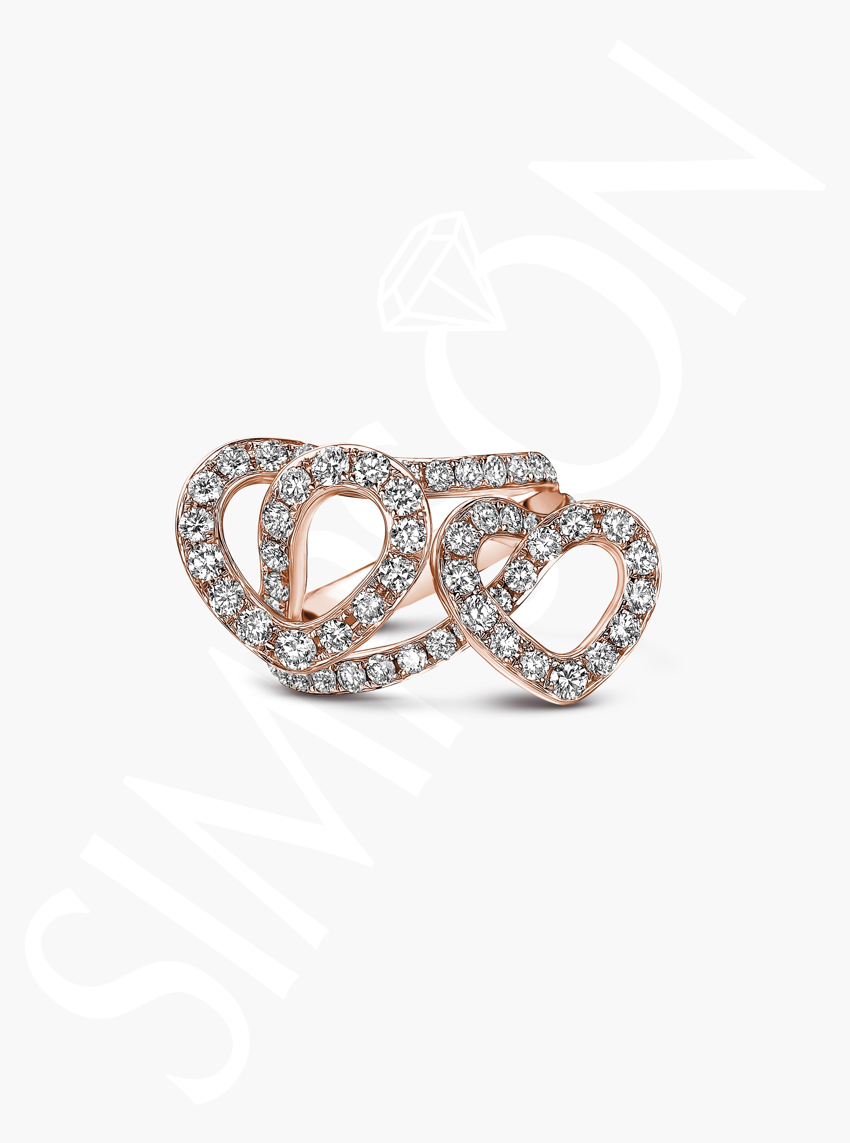 Dual Heart Rose Gold Diamond Ring