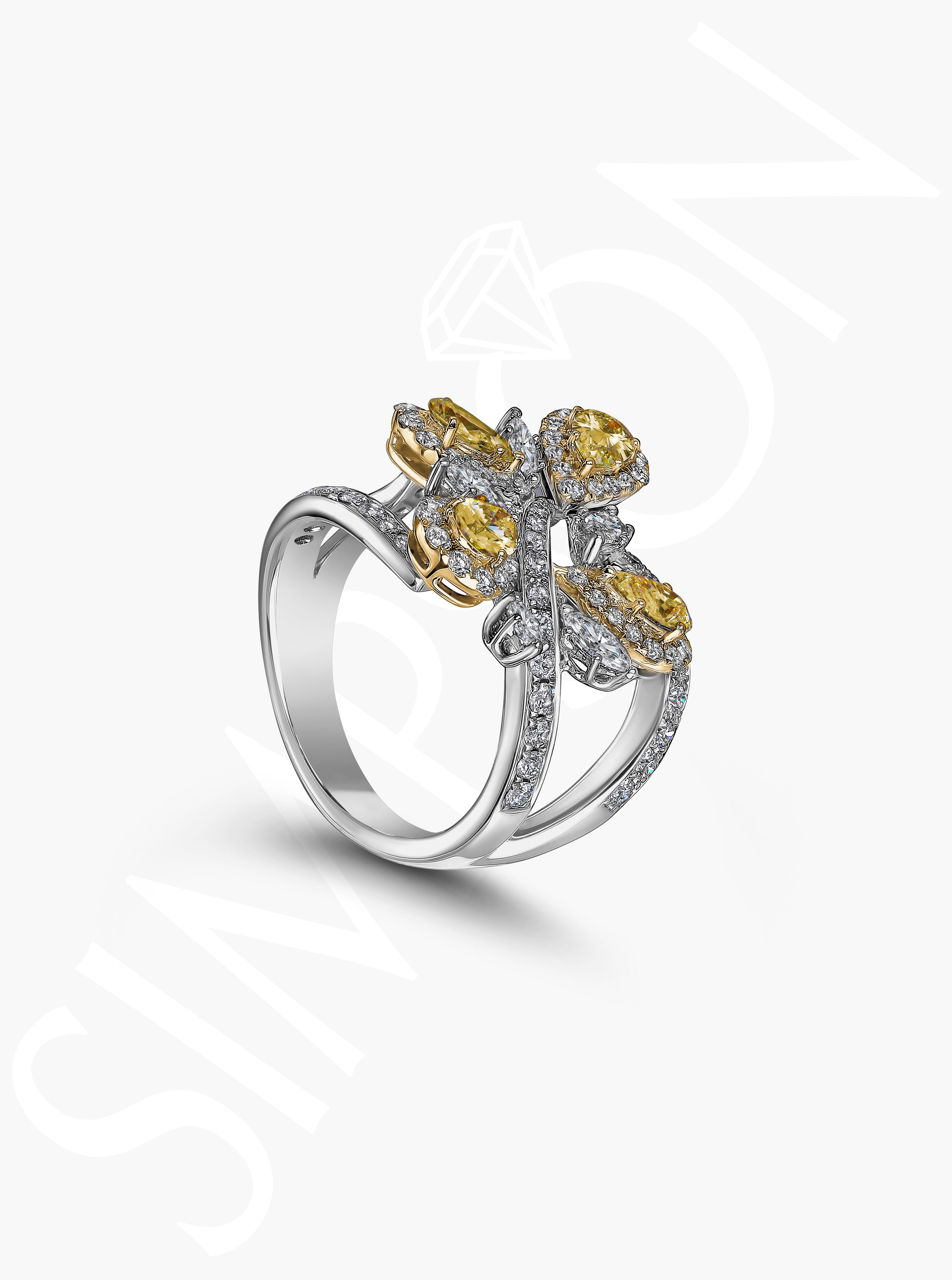 Yellow Diamond Vine Ring