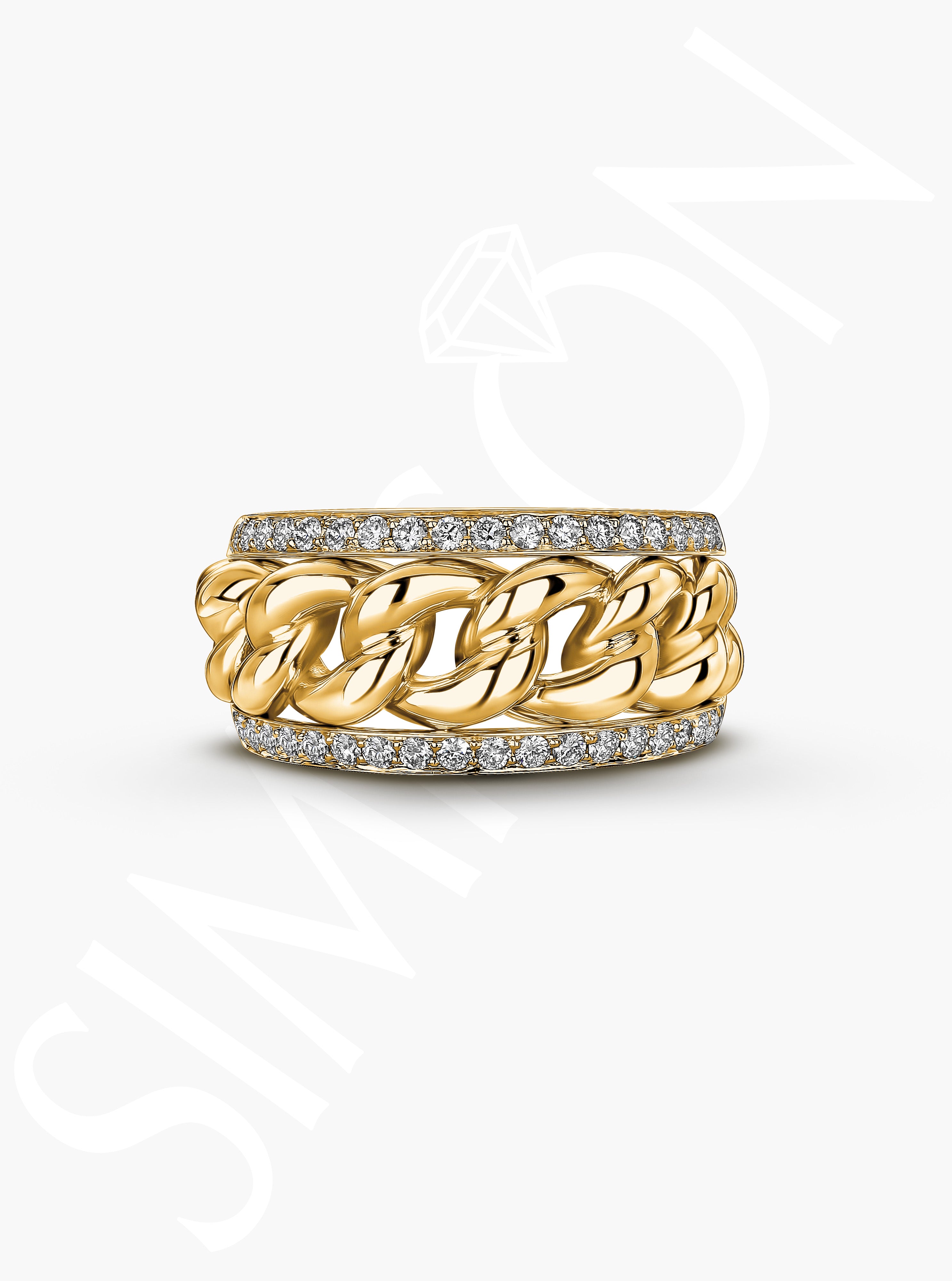 Gold Chain-Link Diamond Ring