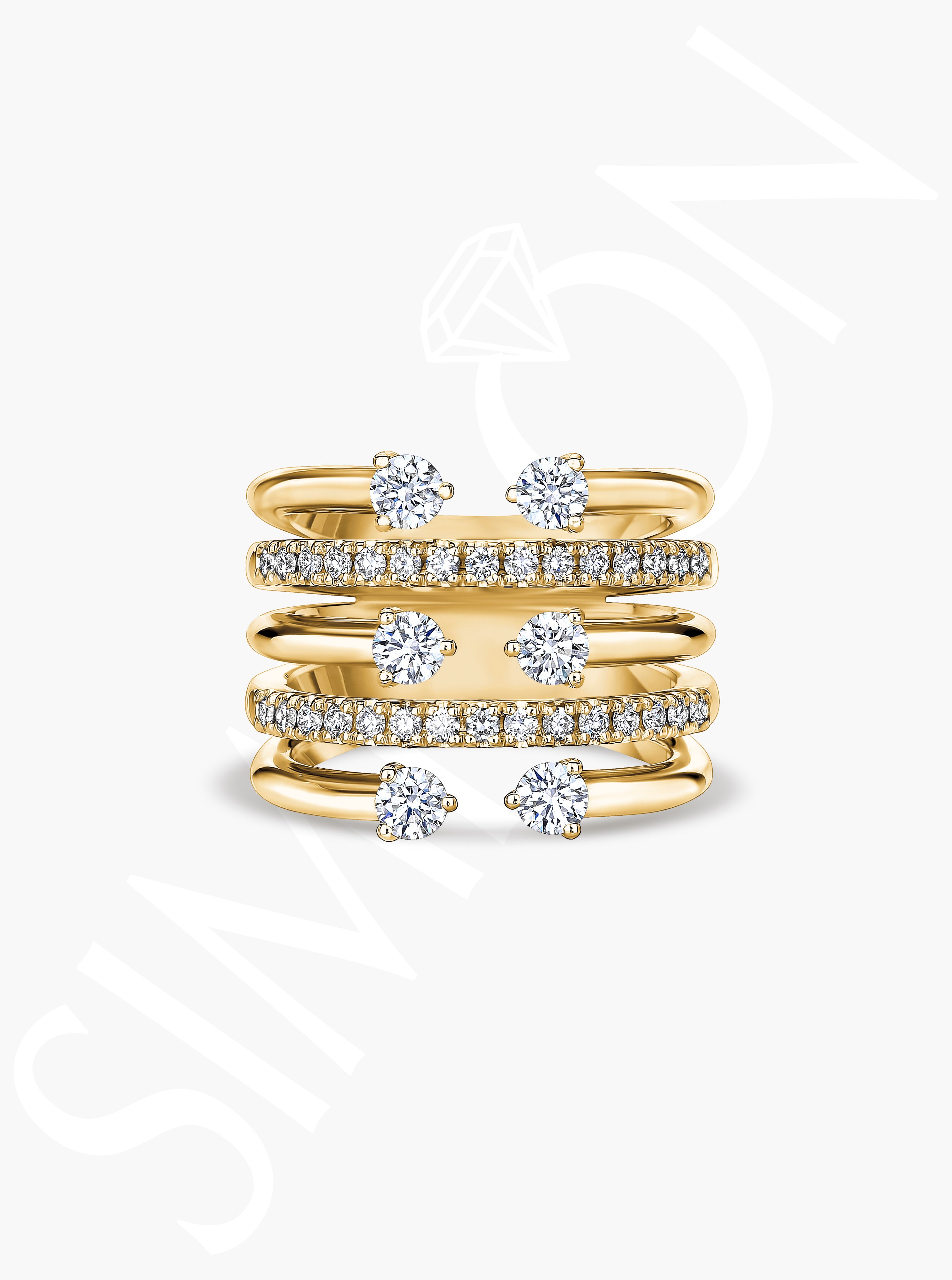 Gold Tiered Diamond Accent Ring