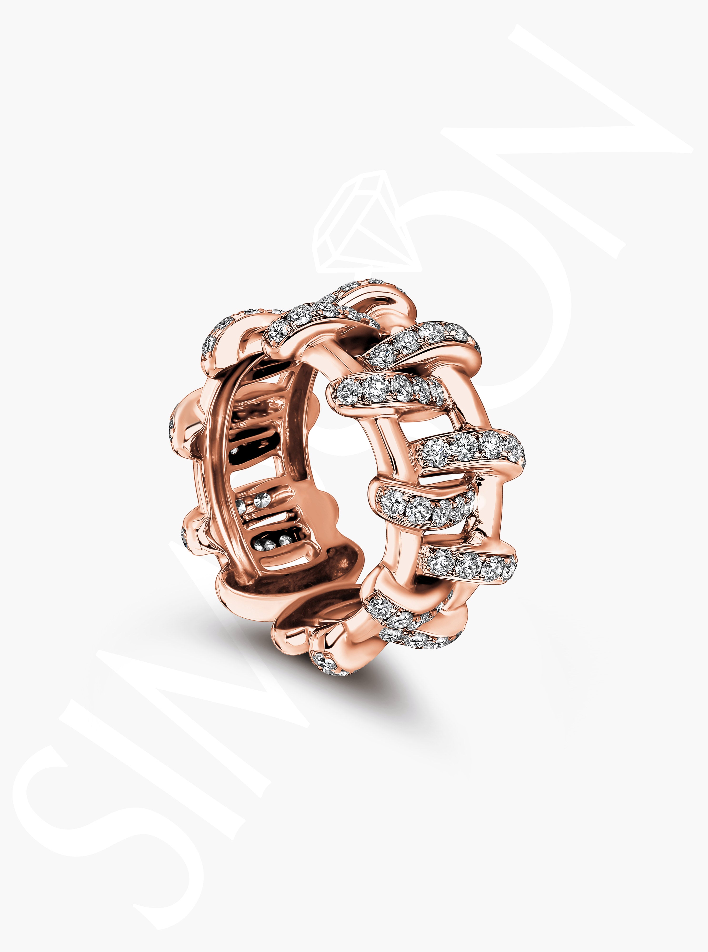 Rose Gold Interwoven Diamond Band