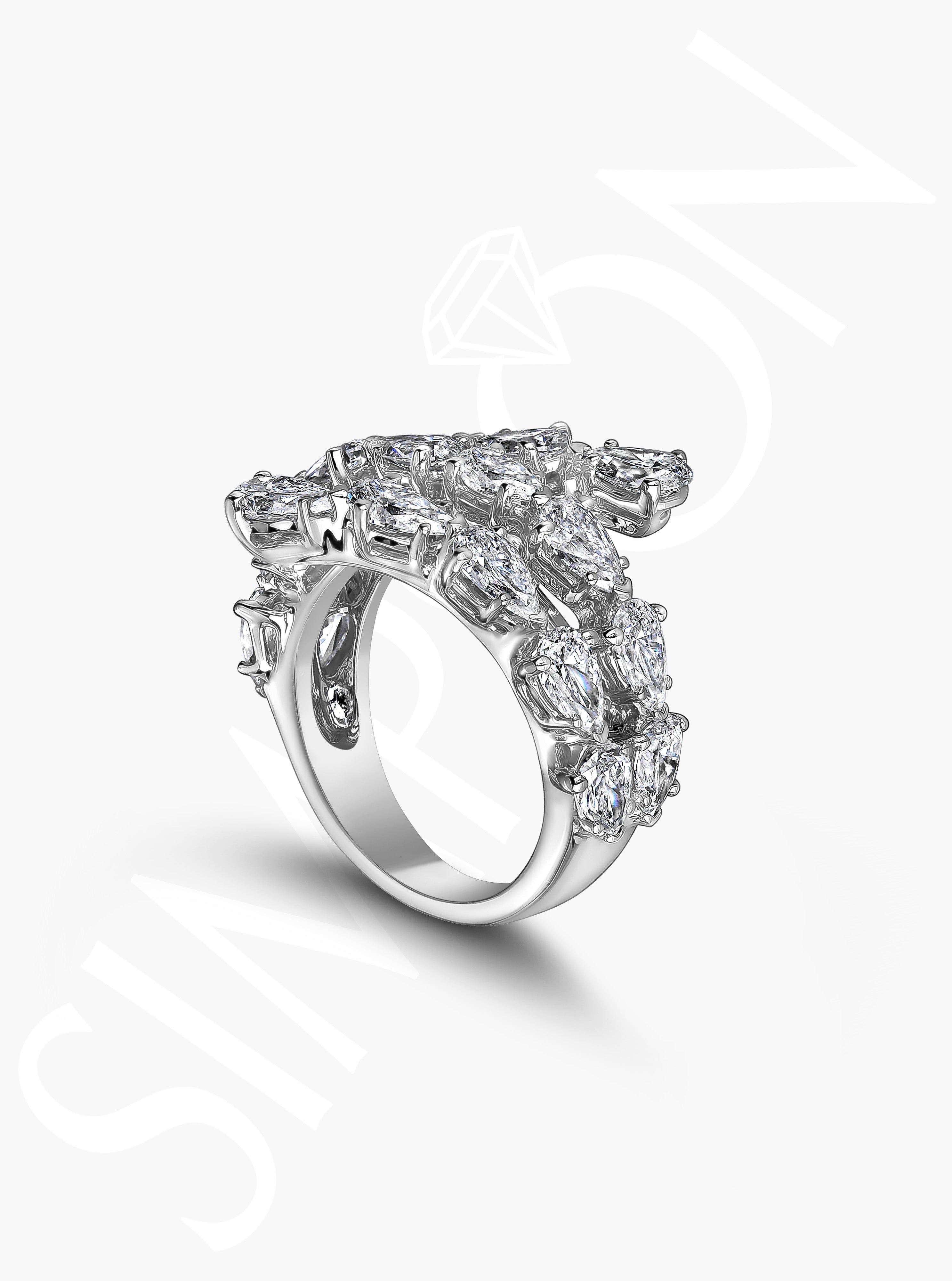 Spiral Pear-Shaped Diamond Ring