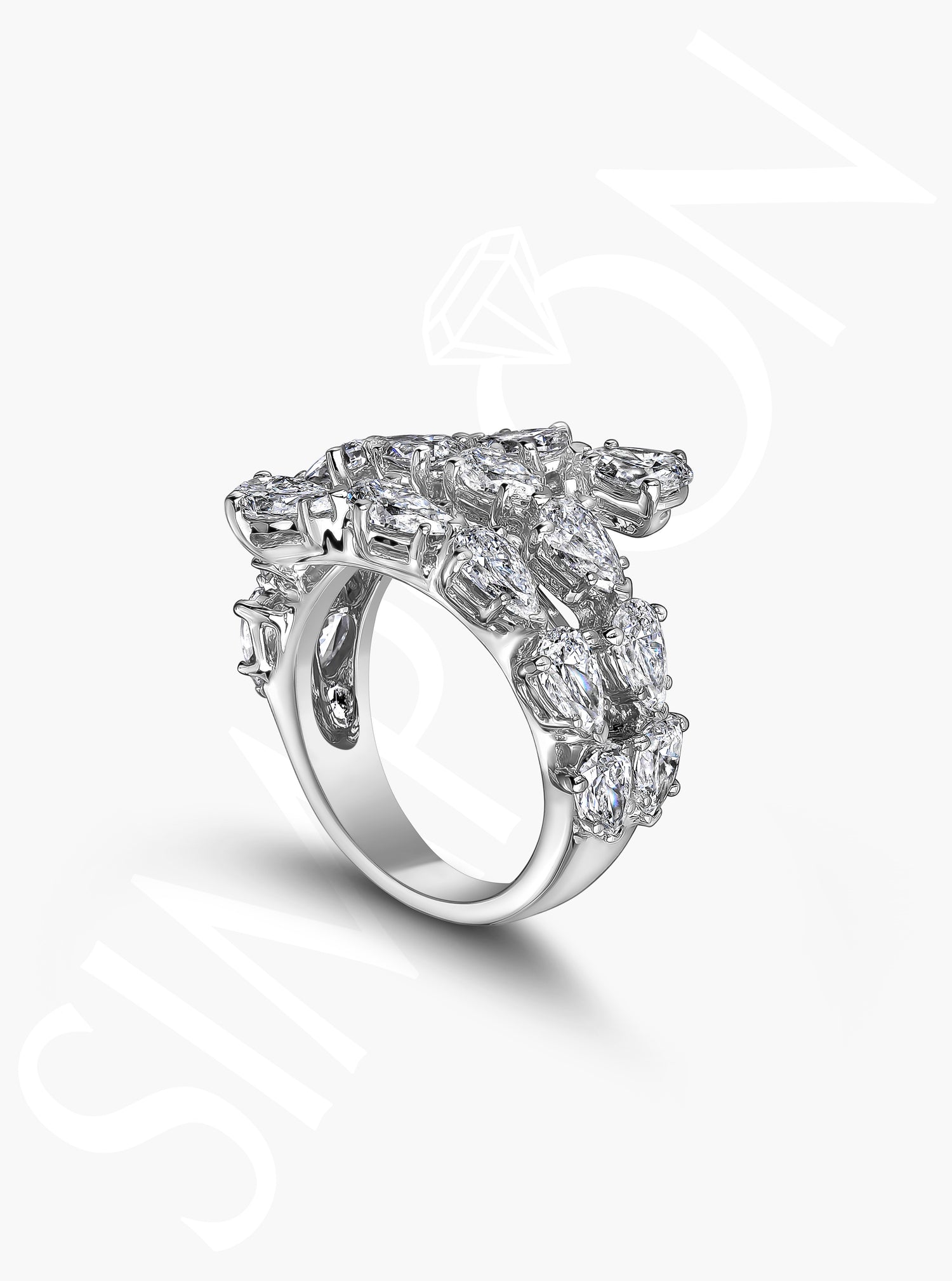 Spiral Pear-Shaped Diamond Ring