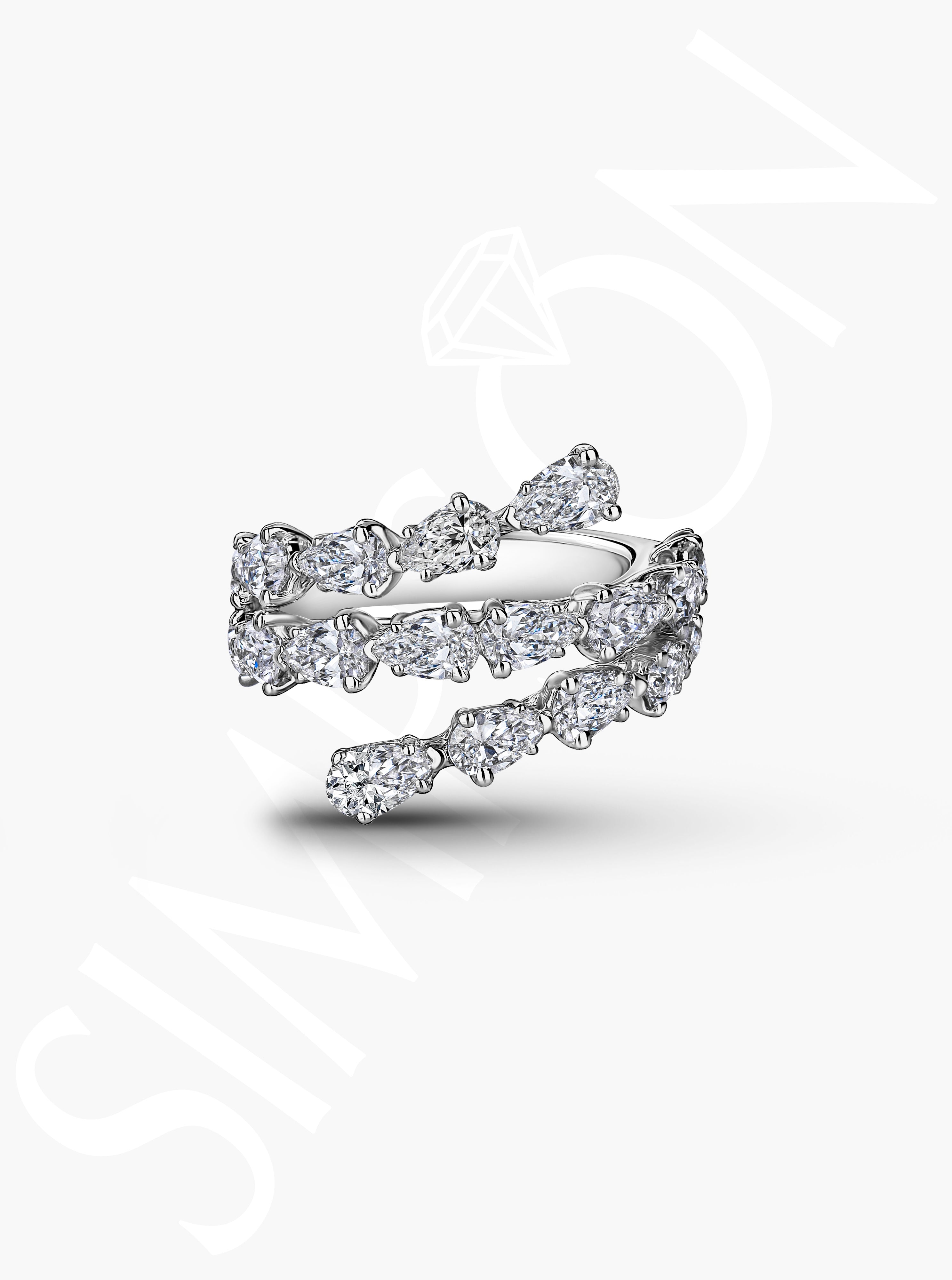 Spiral Pear-Shaped Diamond Ring