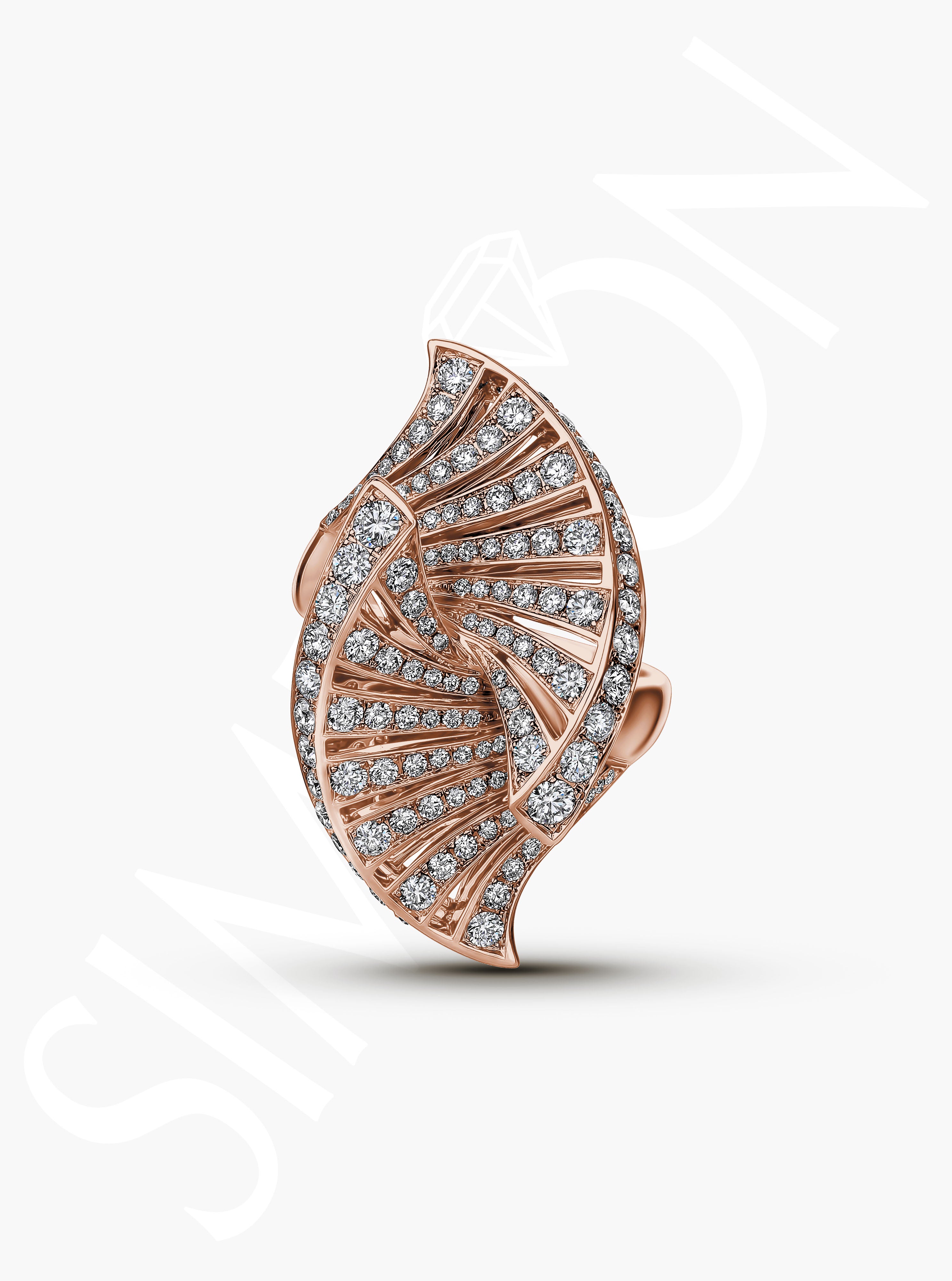 Rose Gold Diamond Swirl Statement Ring 