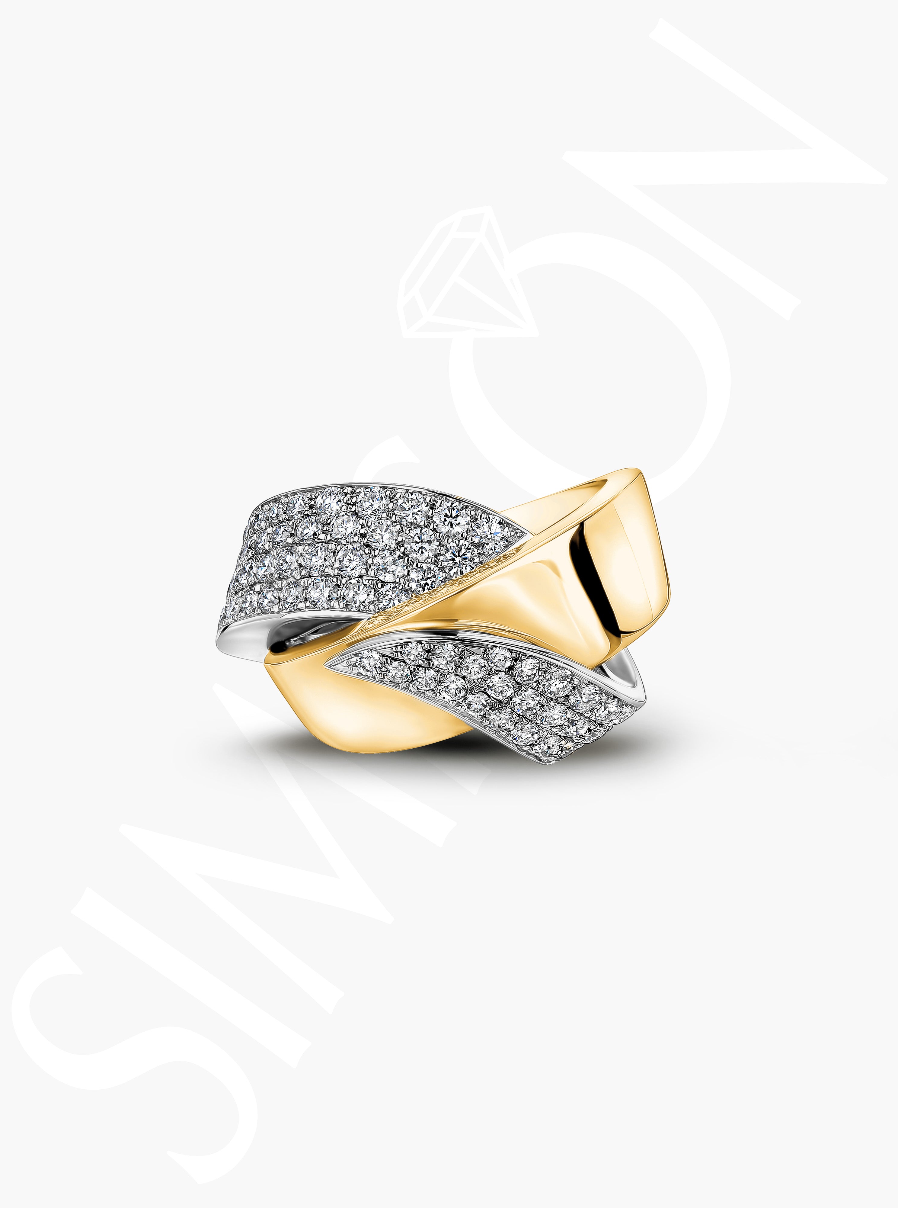 Two-Tone Diamond Ribbon Ring