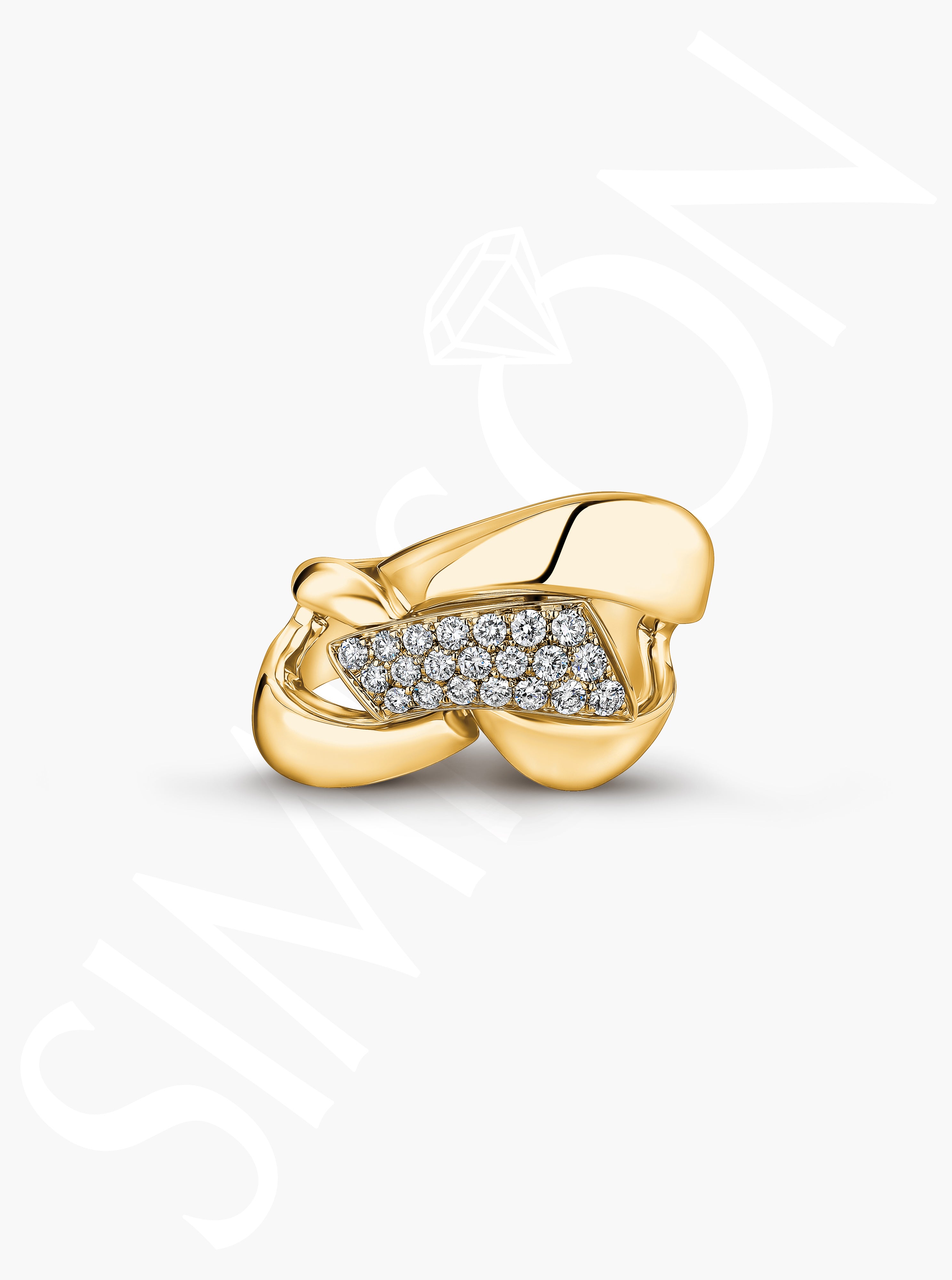 Sculptural Gold and Diamond Ring 