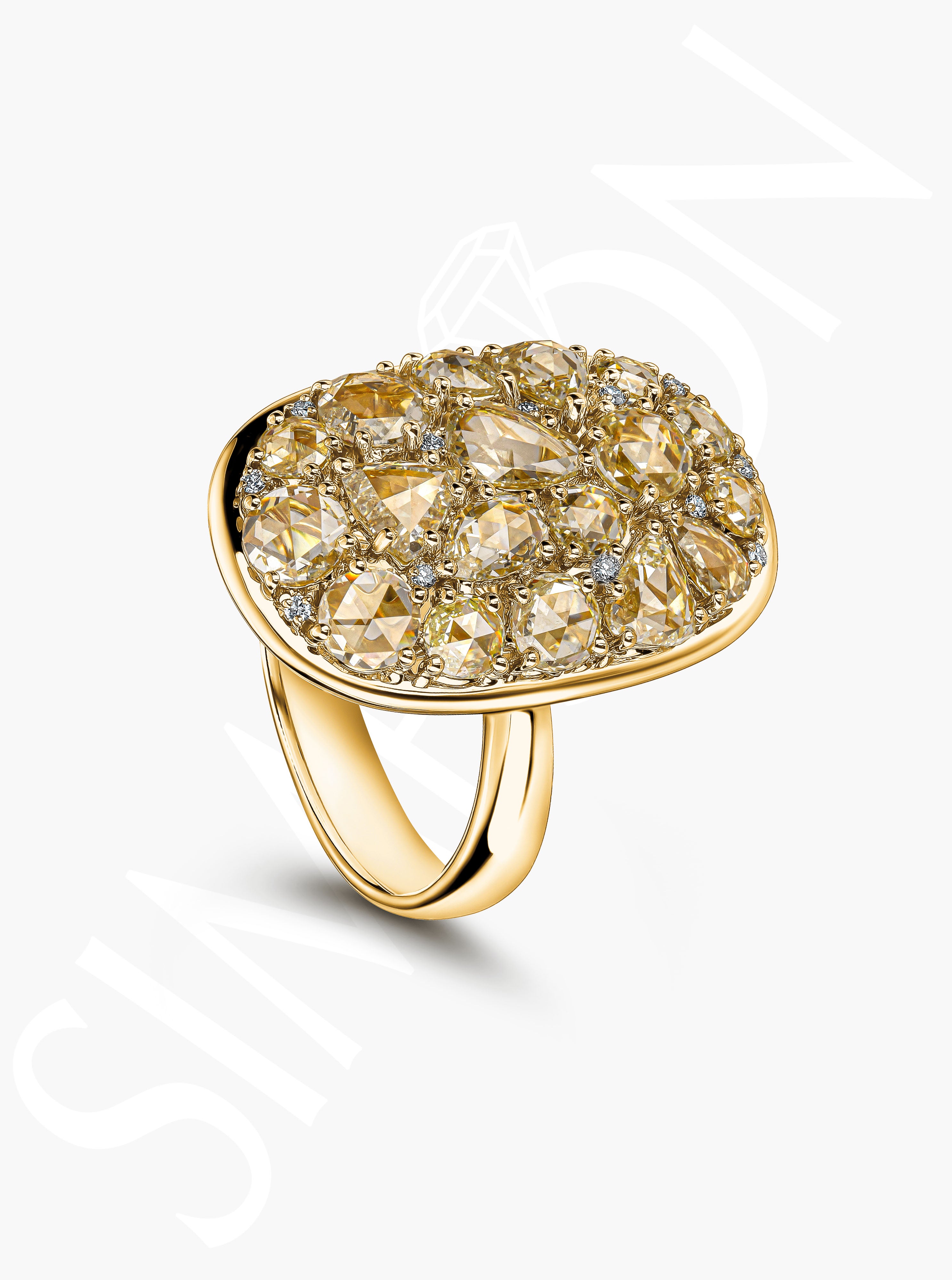 Oval Cluster Ring with Rose-Cut Diamonds
