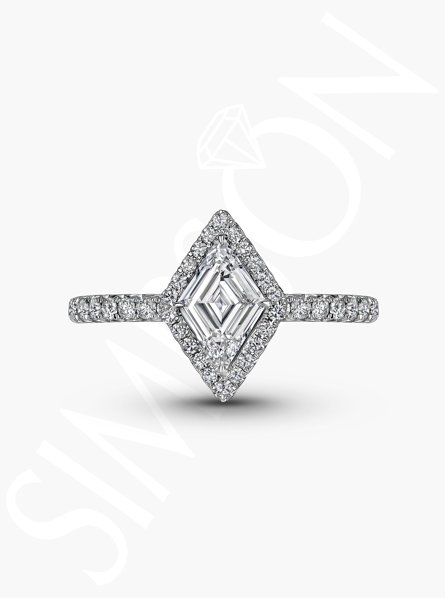 Lozenge Step-Cut Diamond Ring