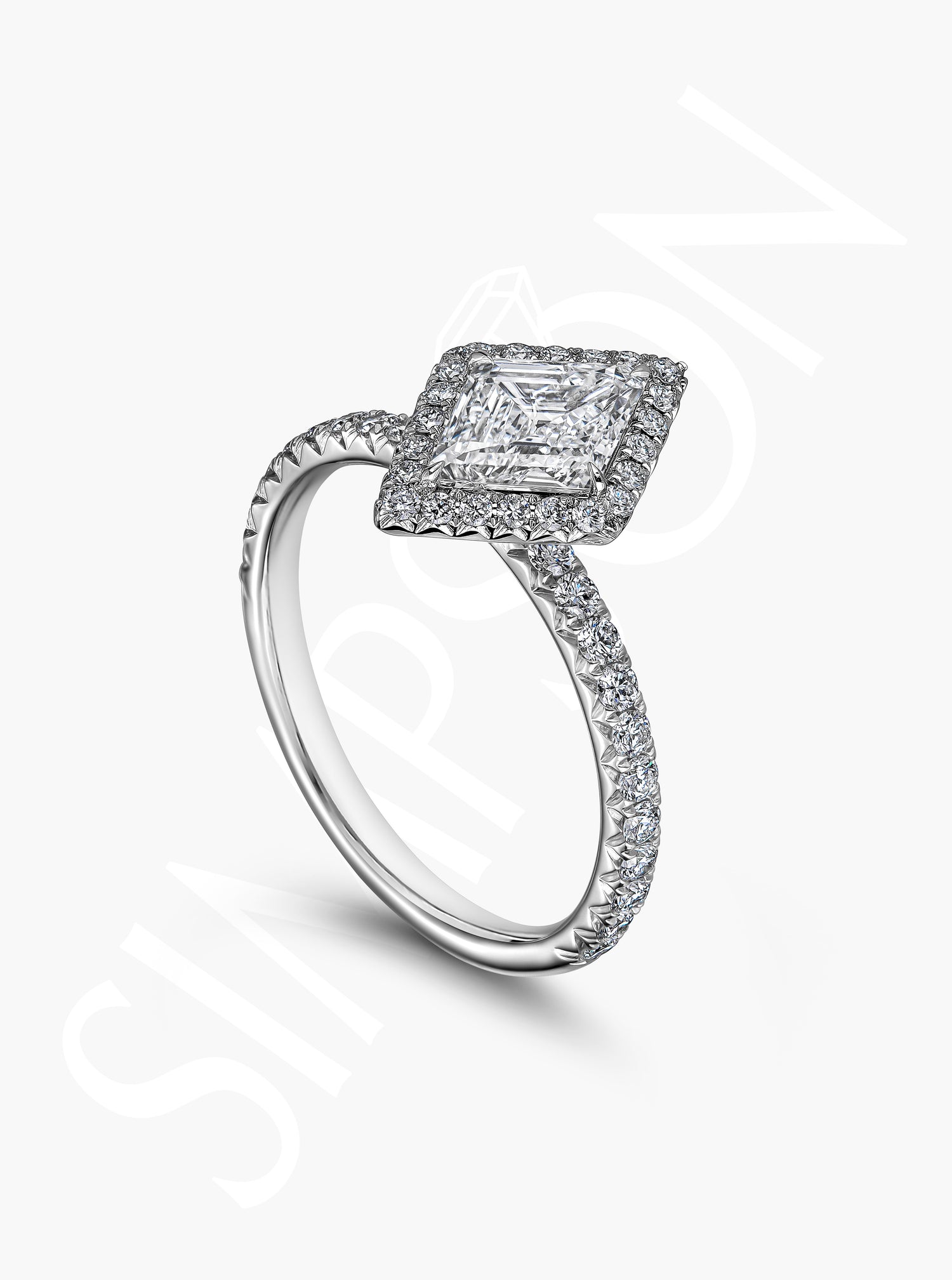 Lozenge Step-Cut Diamond Ring