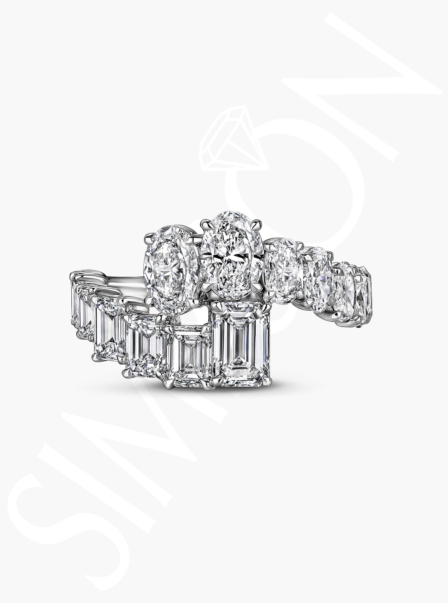 Oval & Emerald-Cut Diamond Ring