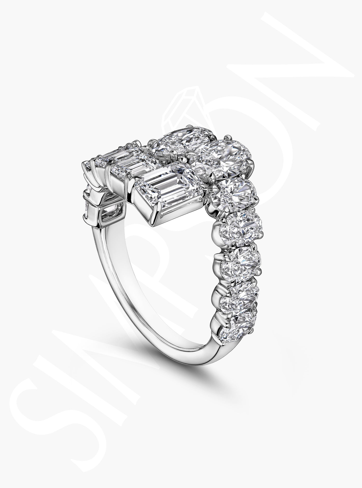 Oval & Emerald-Cut Diamond Ring