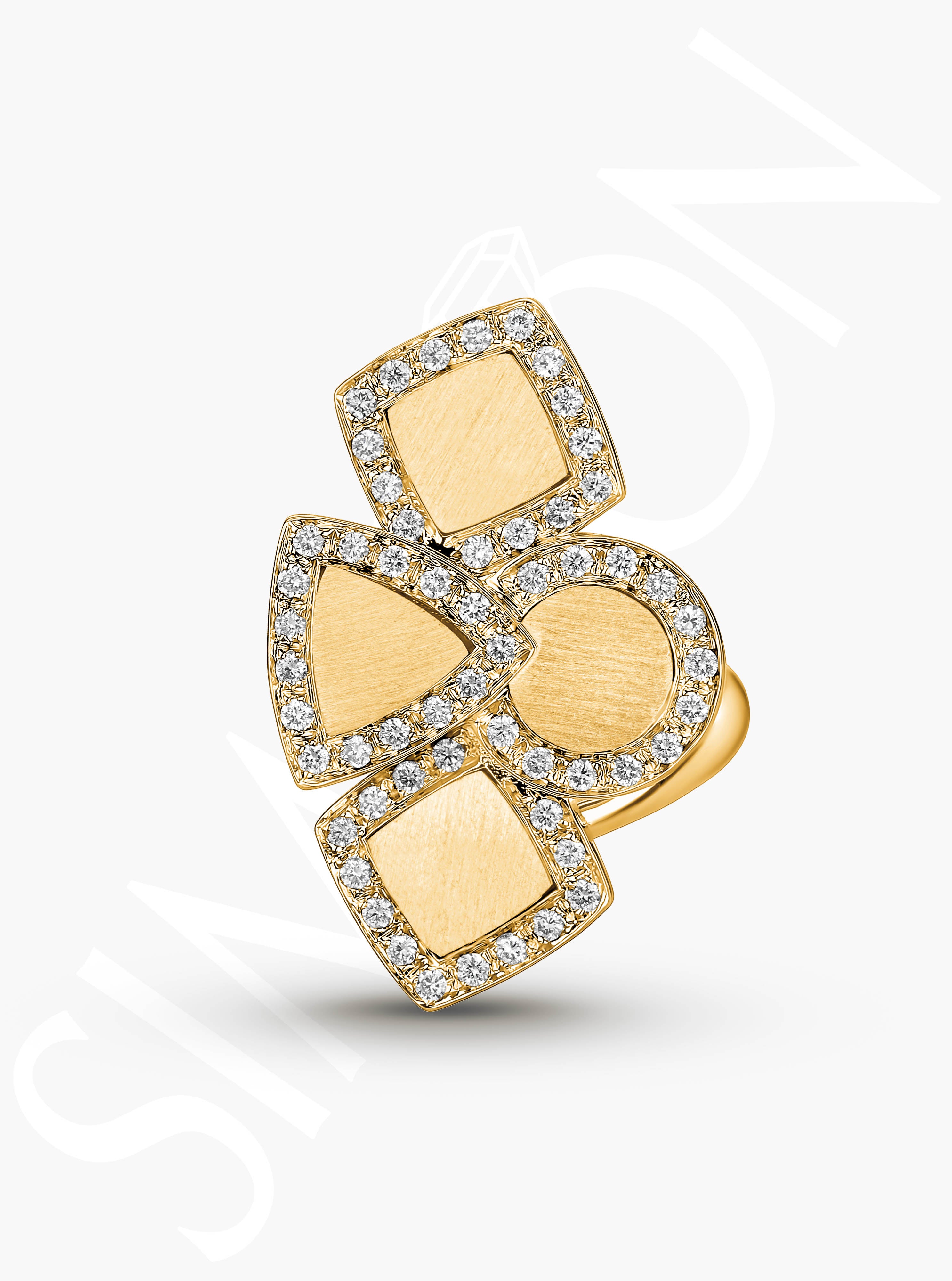 Geometric Pavé Diamond Ring