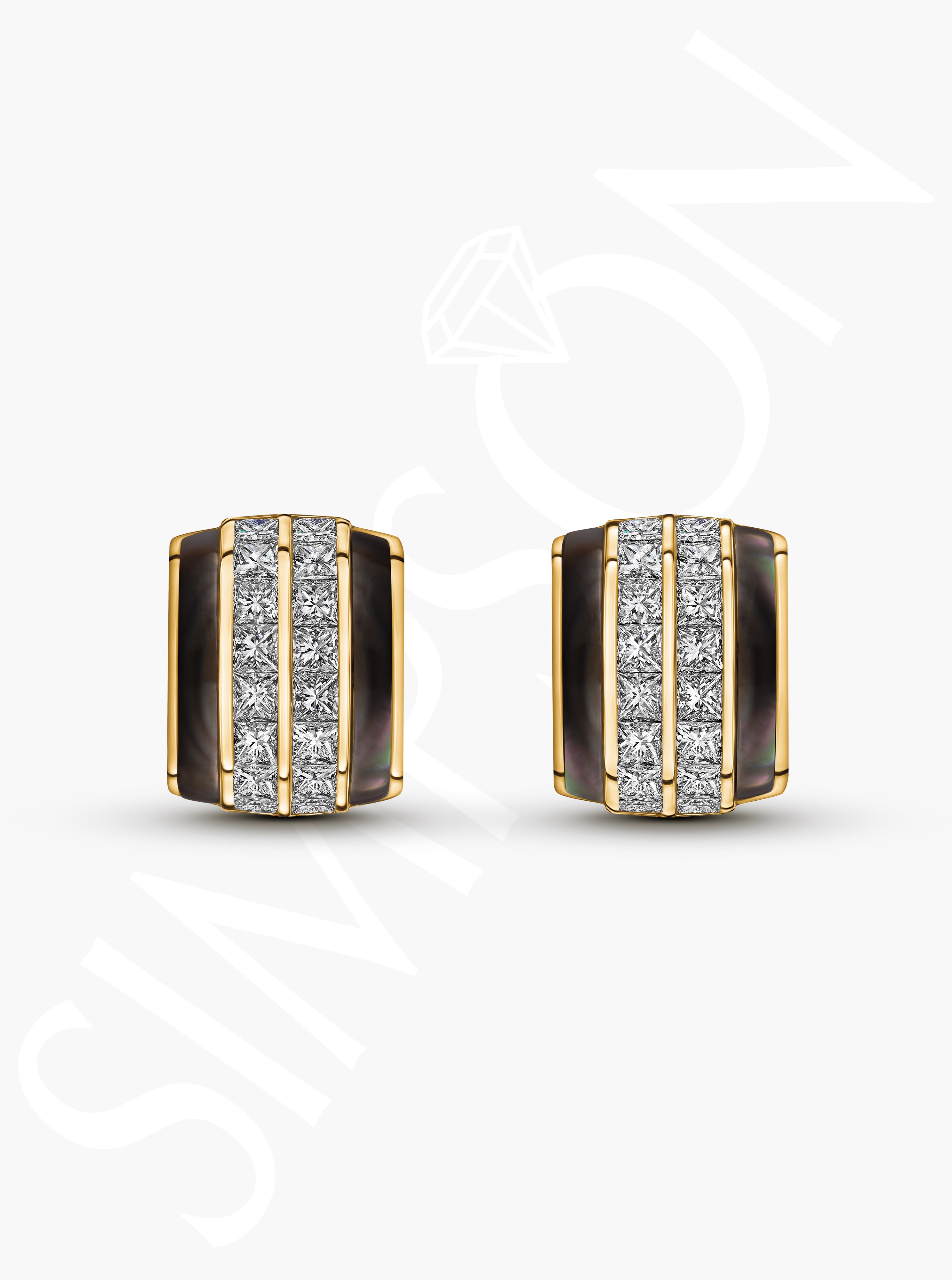 Diamond-Striped Gold Cufflinks