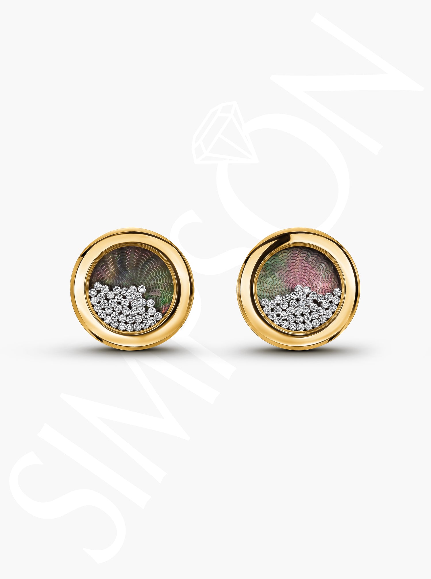 Golden Round Cufflinks with Diamond center