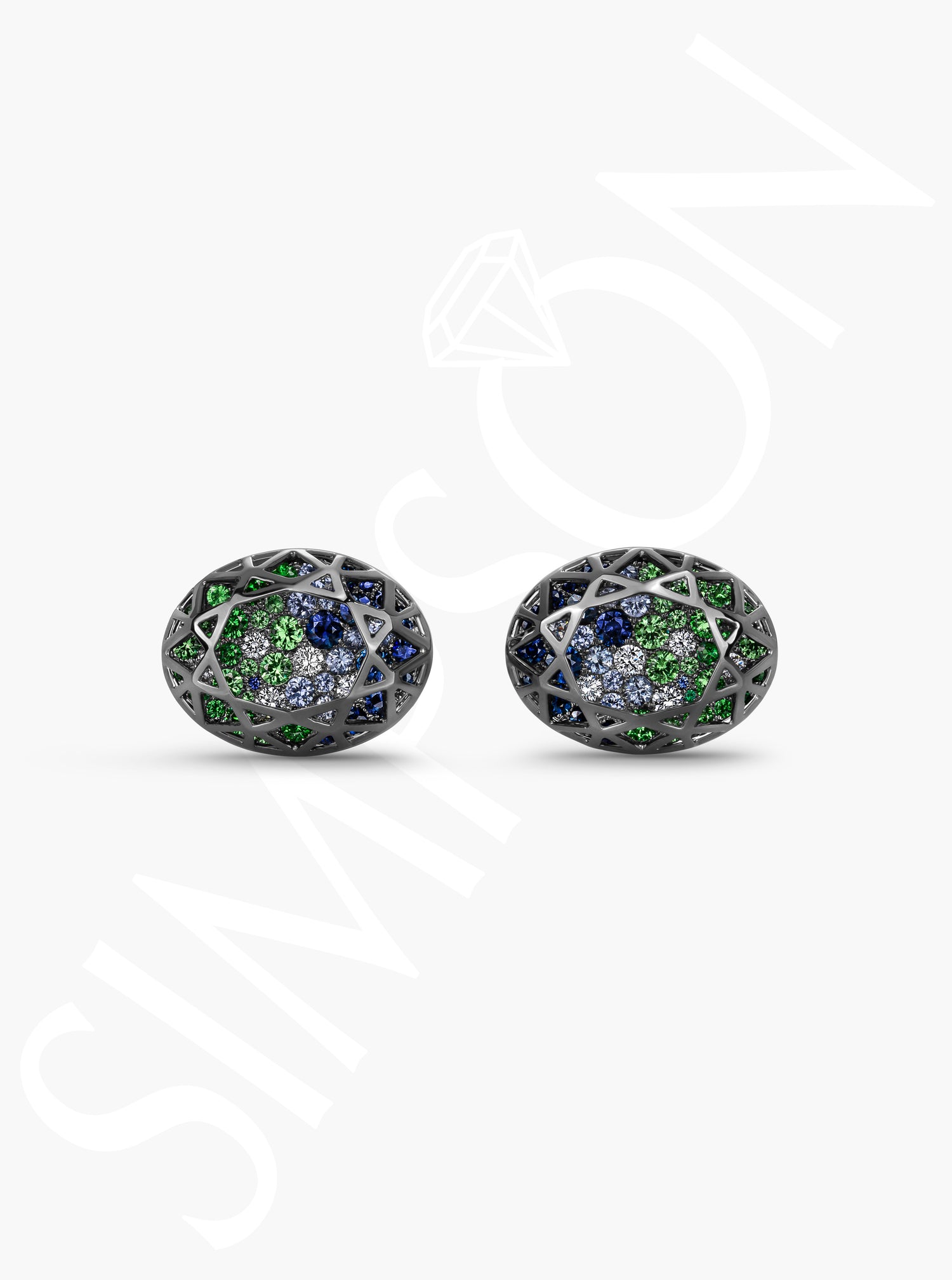 Oval Sapphire and Tsavorite Cufflinks