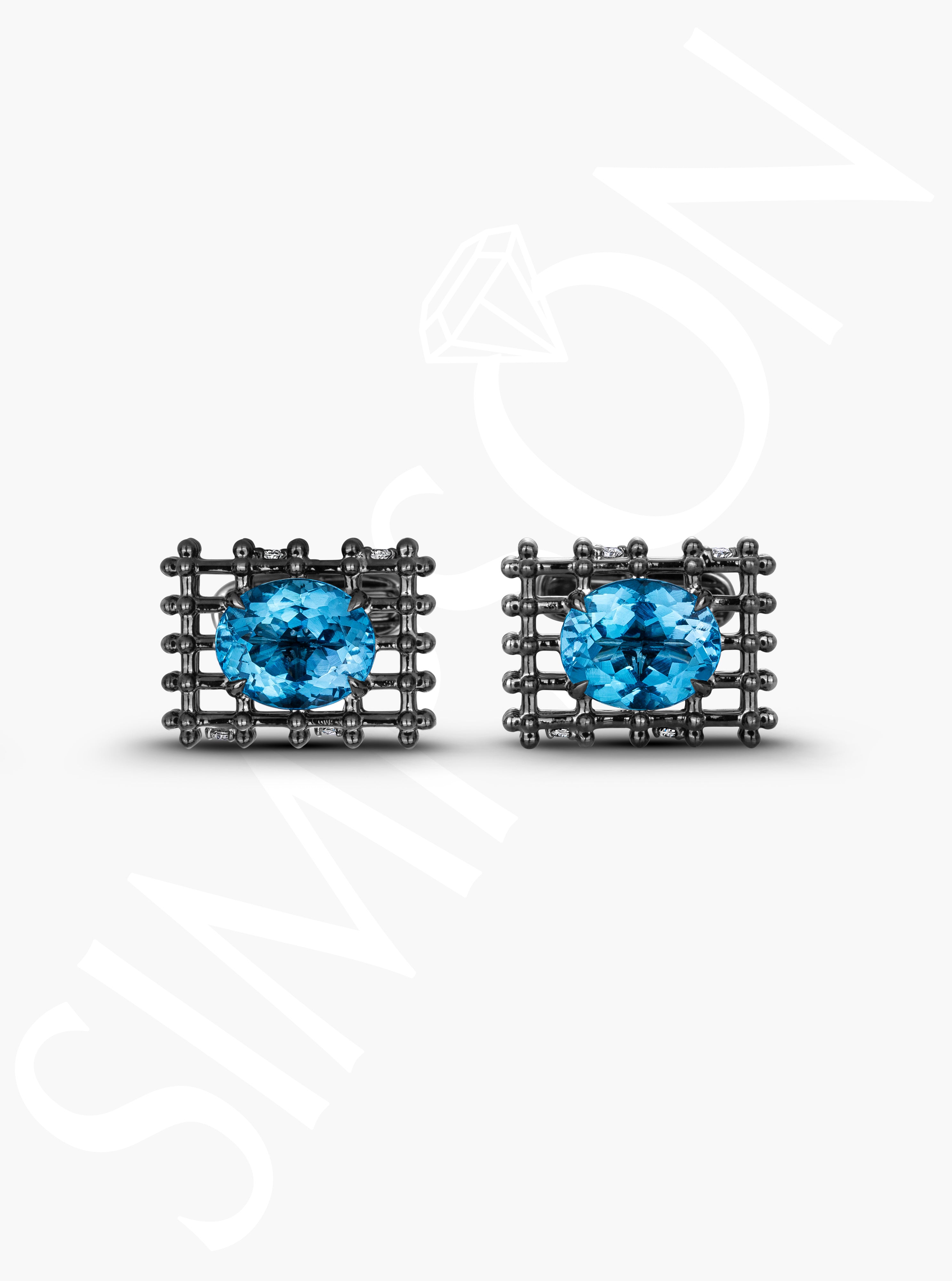 Blue Topaz Grid Cufflinks