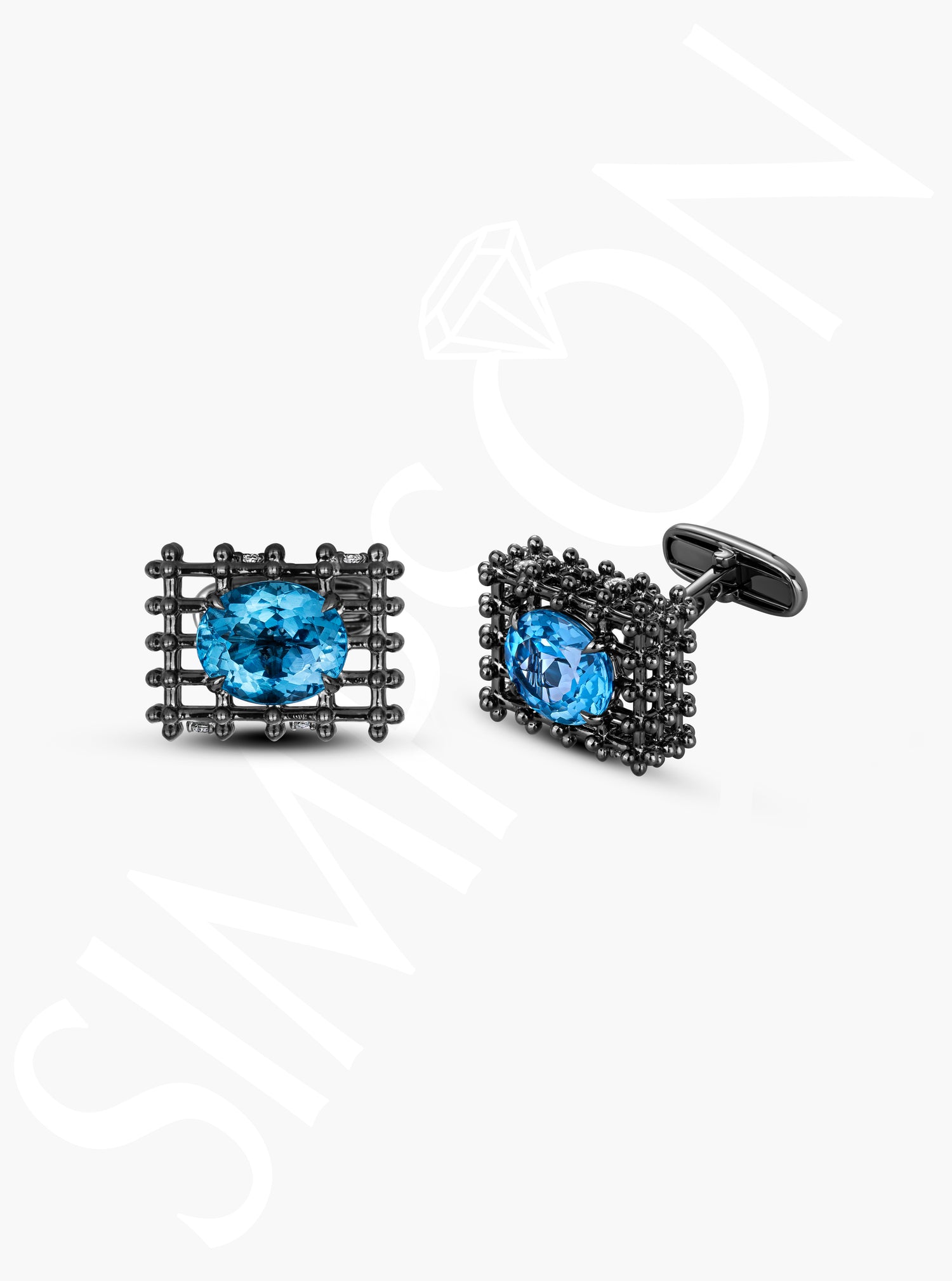 Blue Topaz Grid Cufflinks