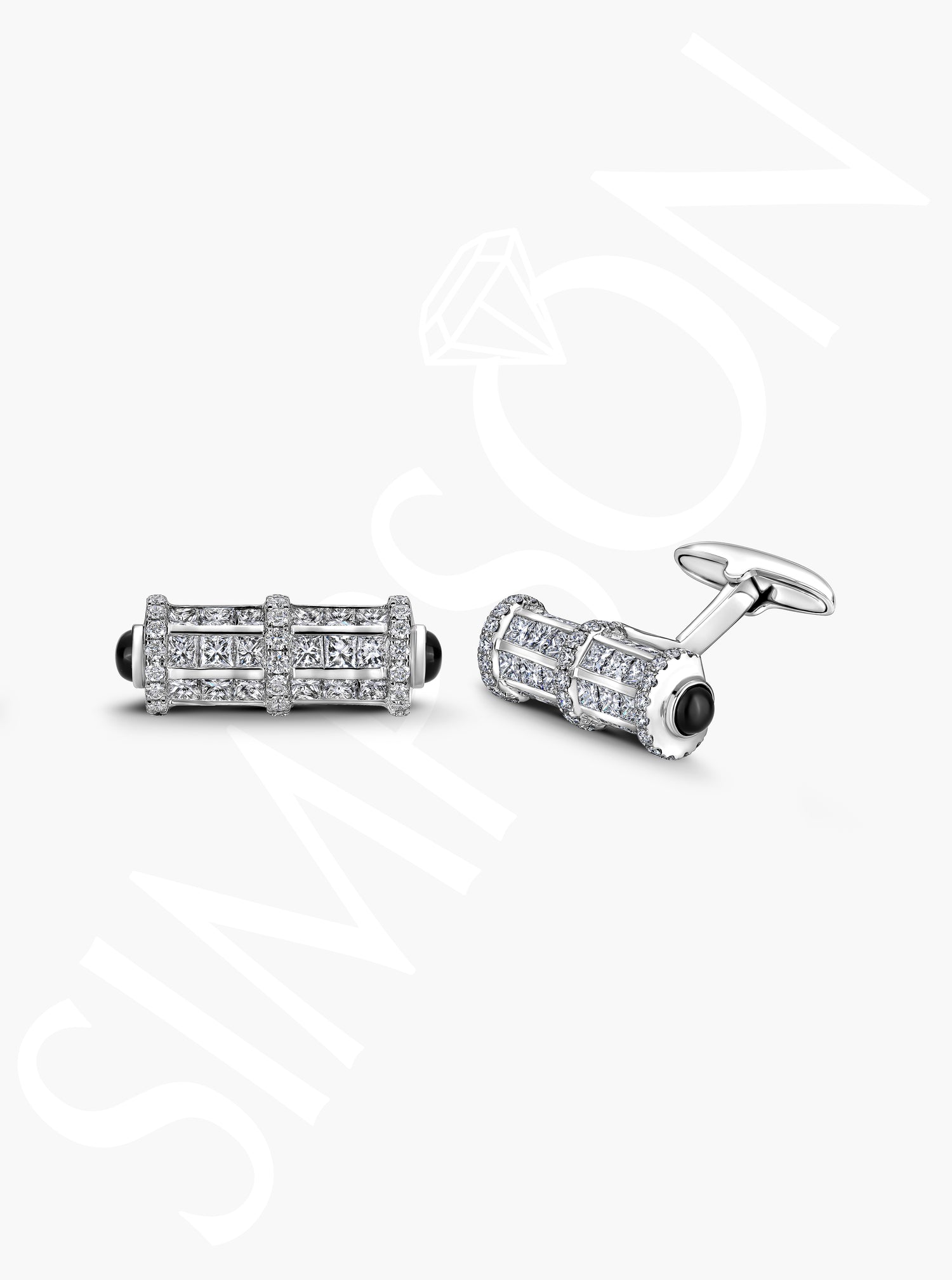 Diamond Cufflinks with Black Onyx Accents
