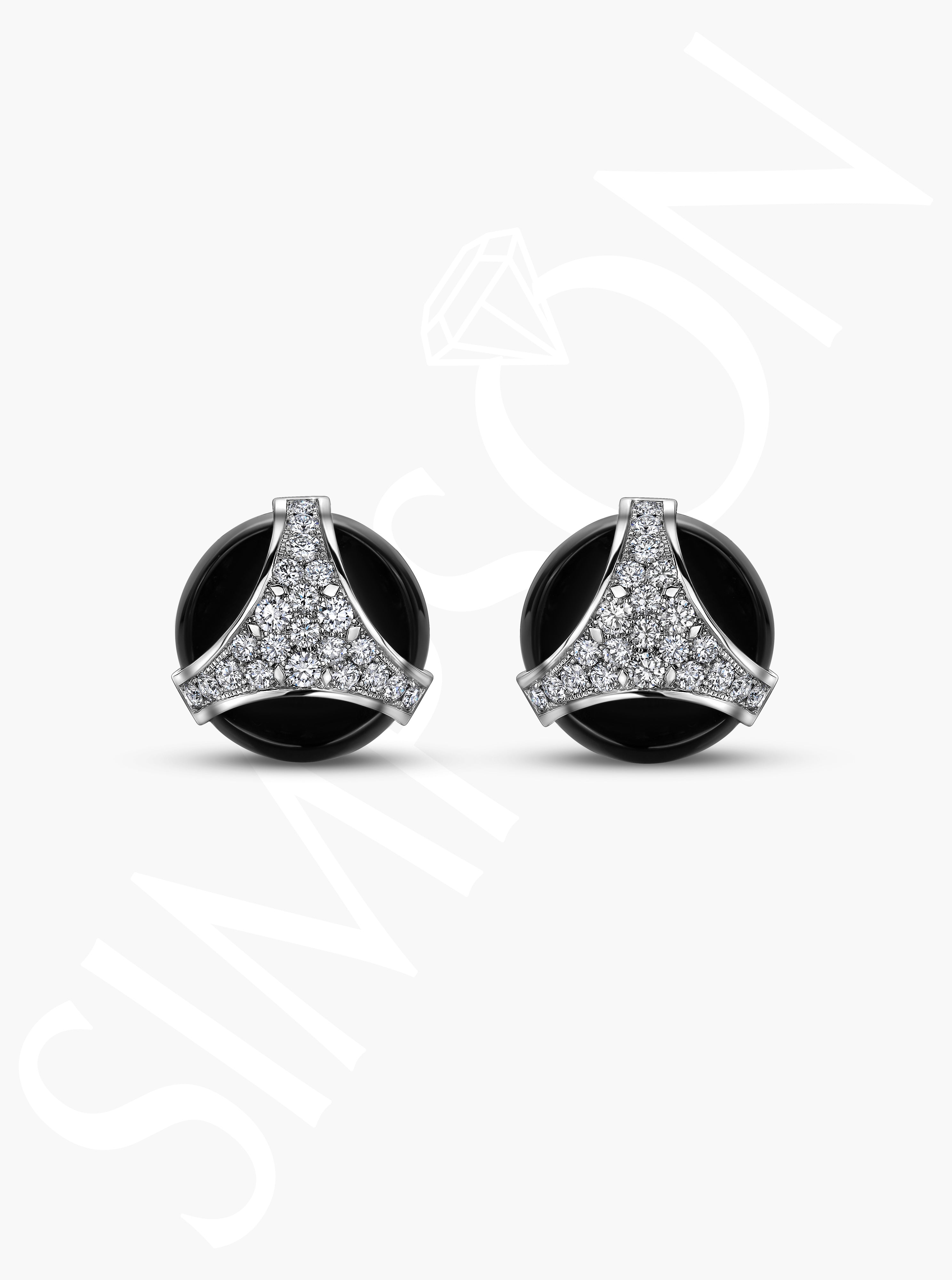 Black Onyx and Diamond Triangular Cufflinks